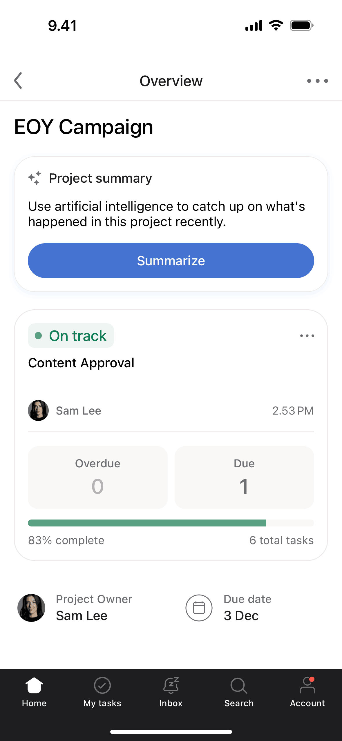 Asana iOS Business interface screenshot 2