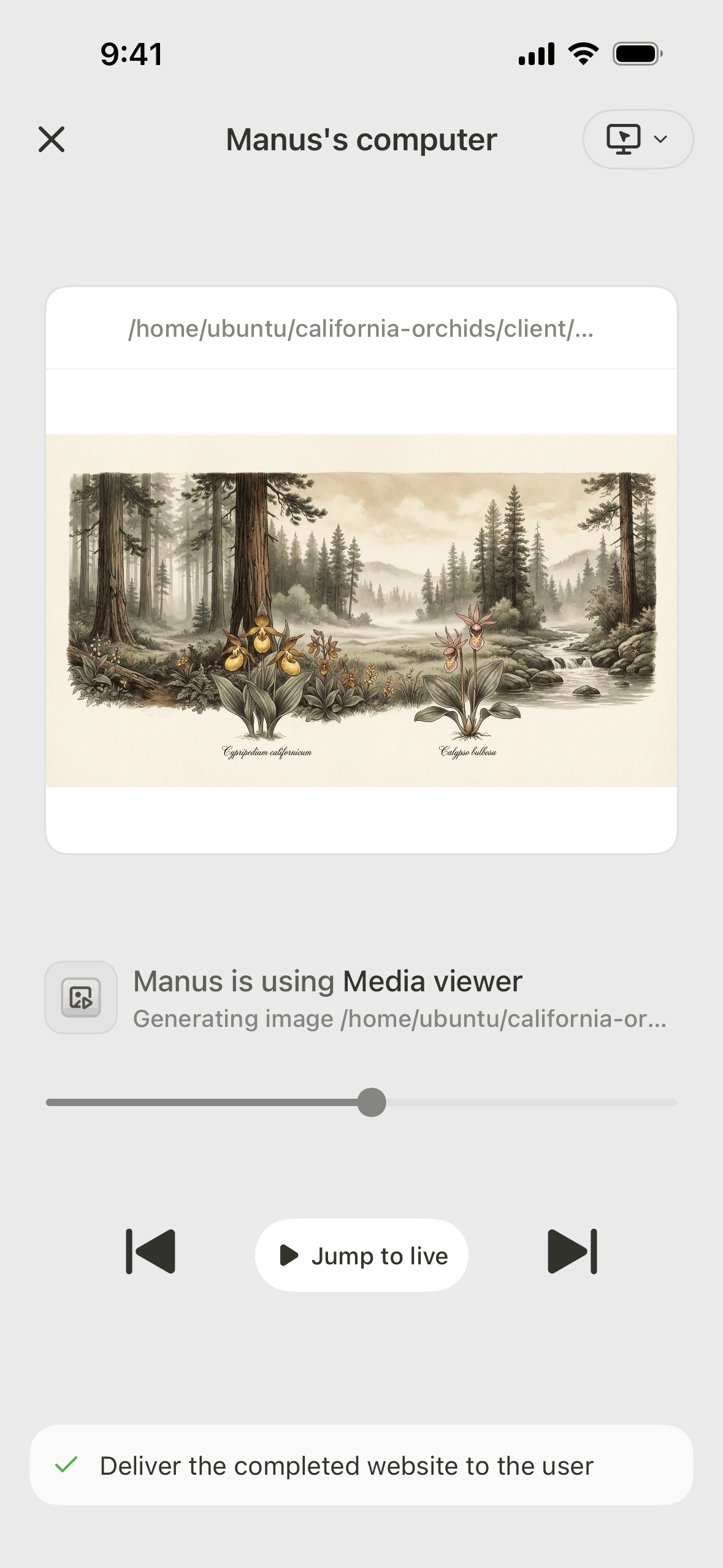 Manus iOS AI interface screenshot 1