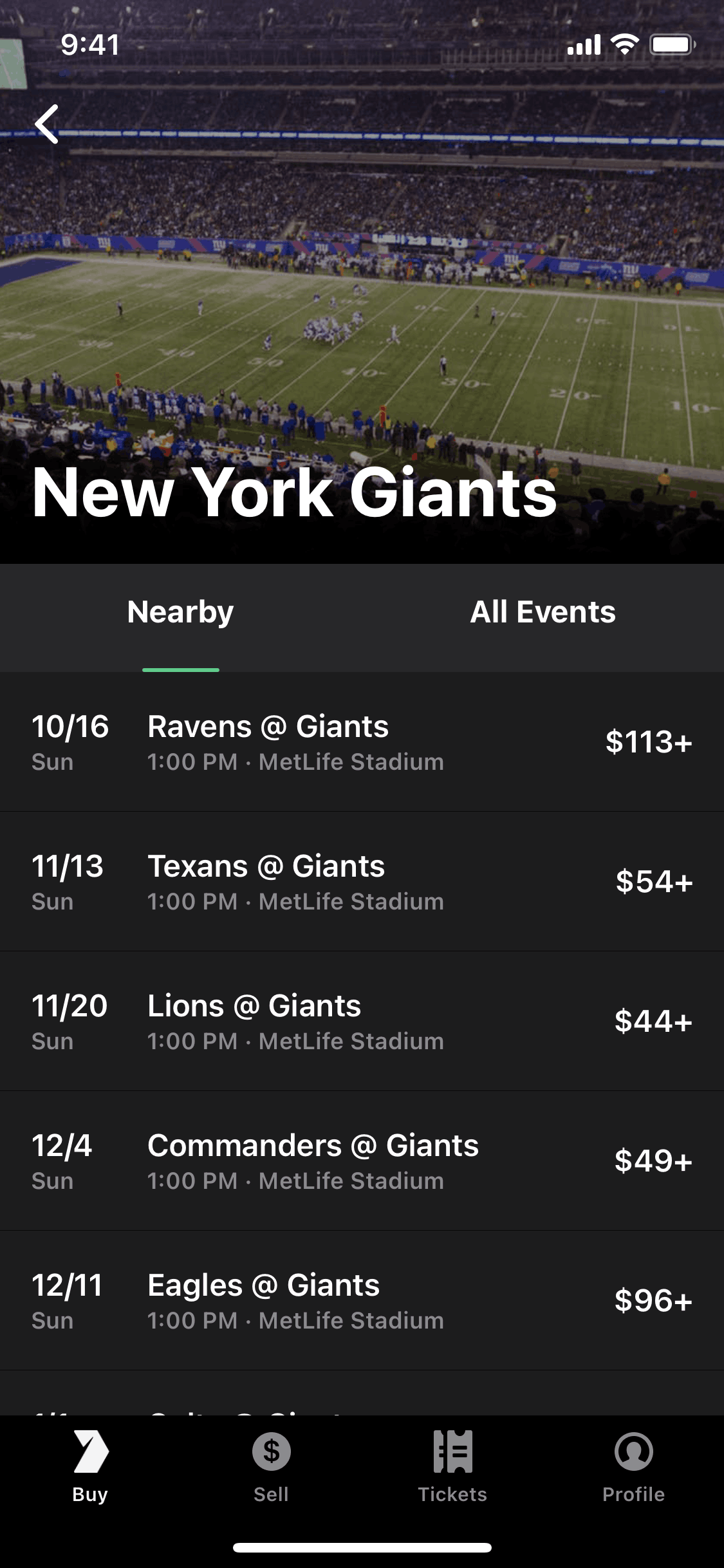 Gametime iOS Entertainment interface screenshot 17