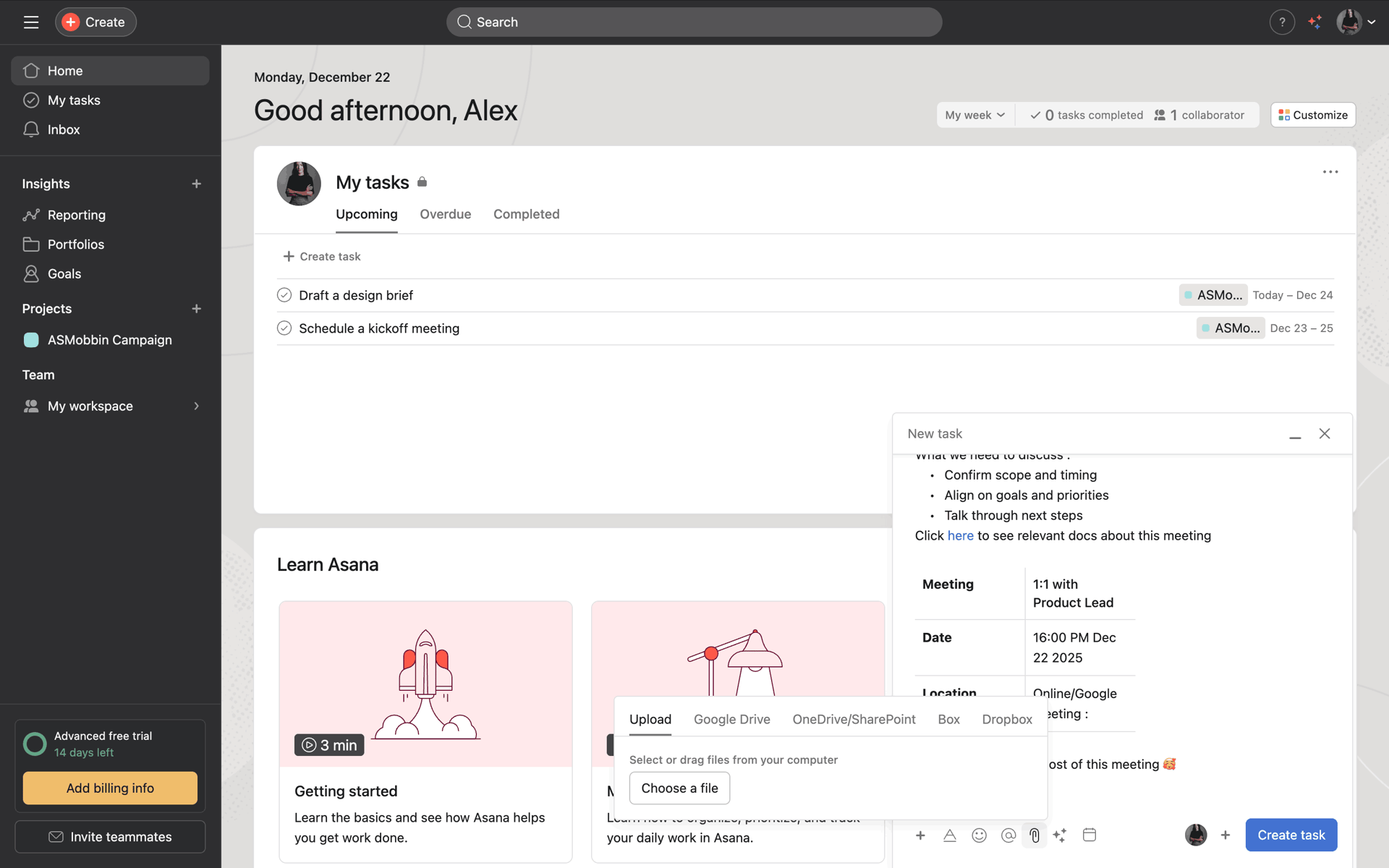 Asana Web Business interface screenshot 14