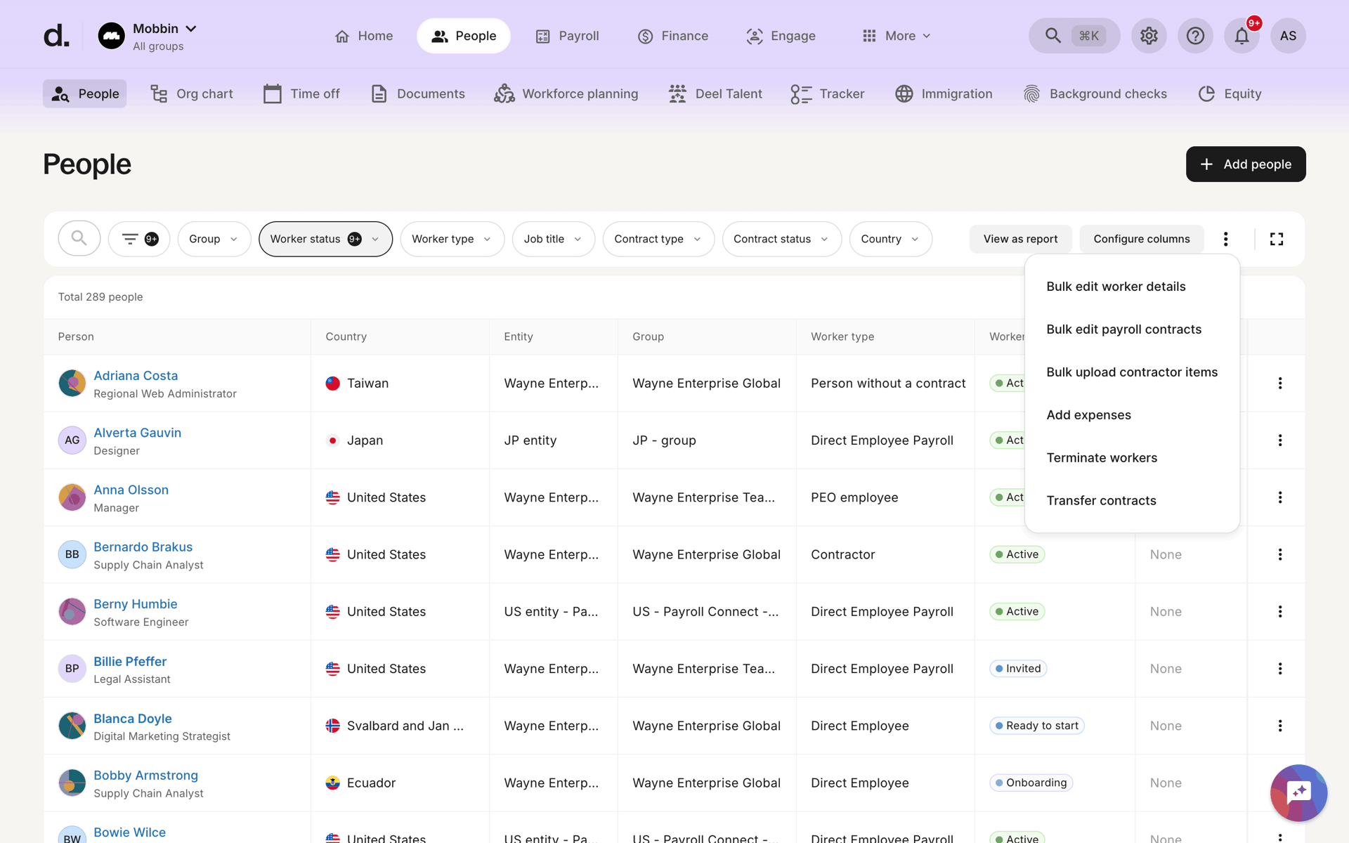 Deel Web Business interface screenshot 19