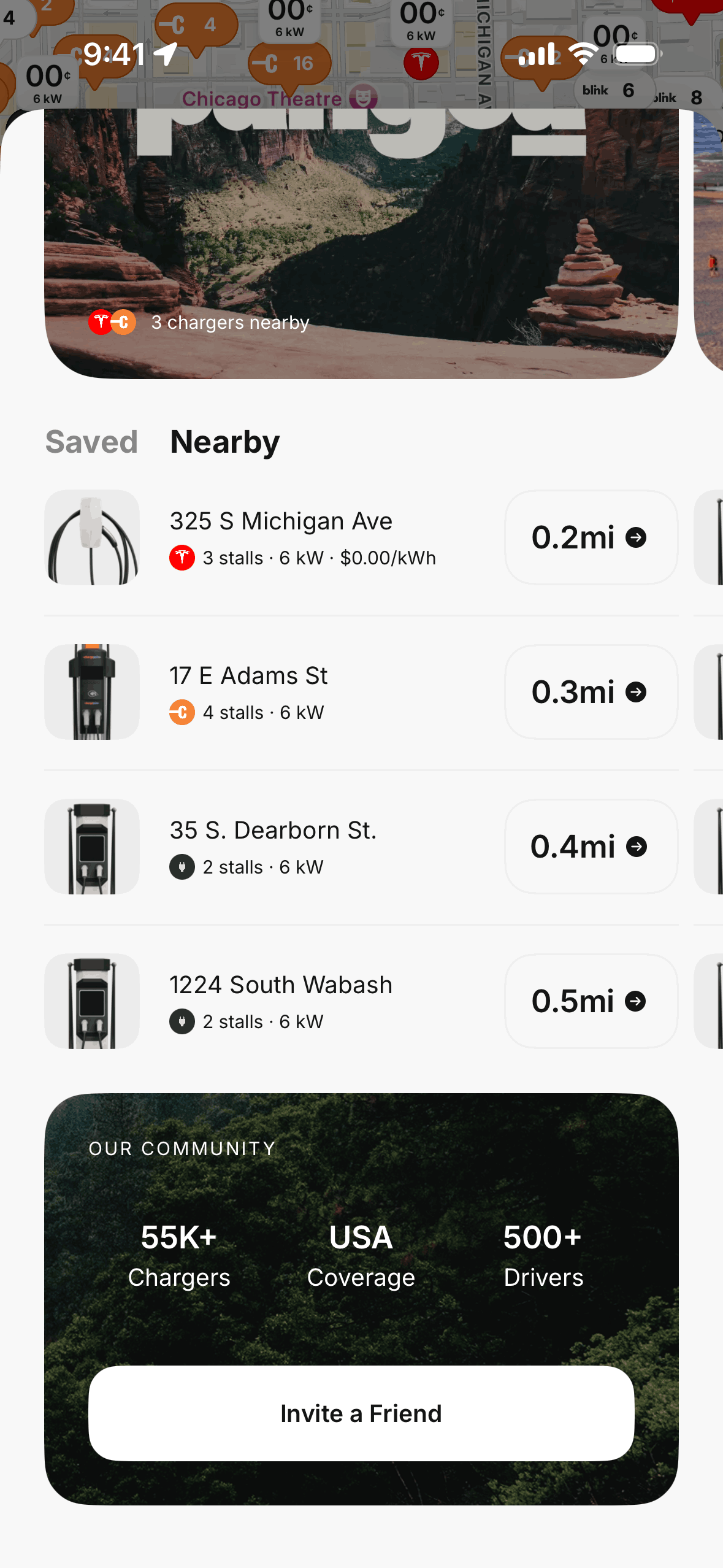 Pangea Charging iOS Maps & Navigation interface screenshot 1