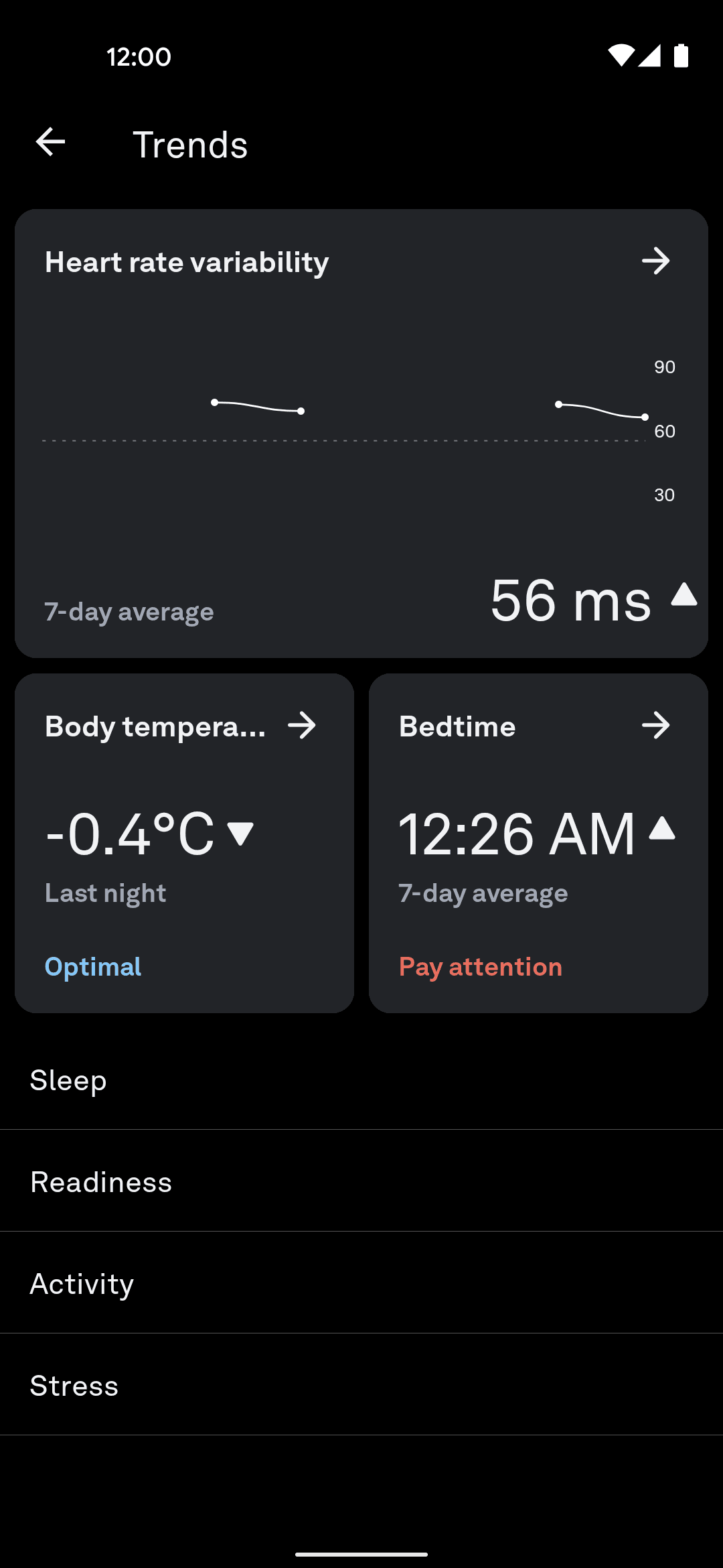 Oura Android Health & Fitness interface screenshot 11