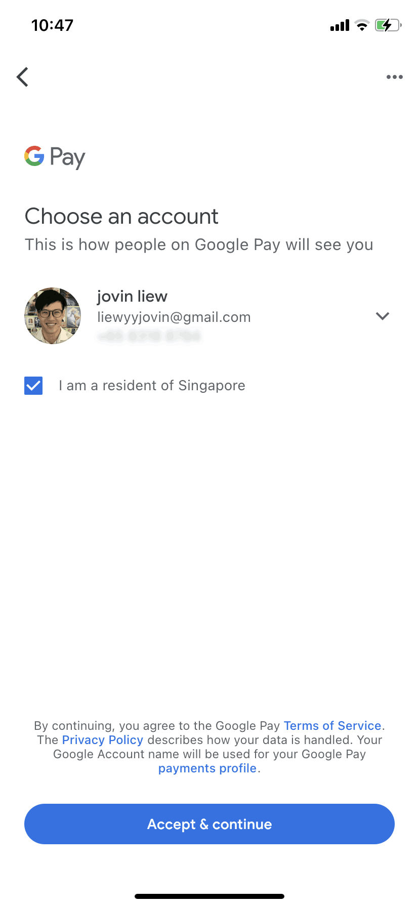 Google Pay iOS Finance interface screenshot 3