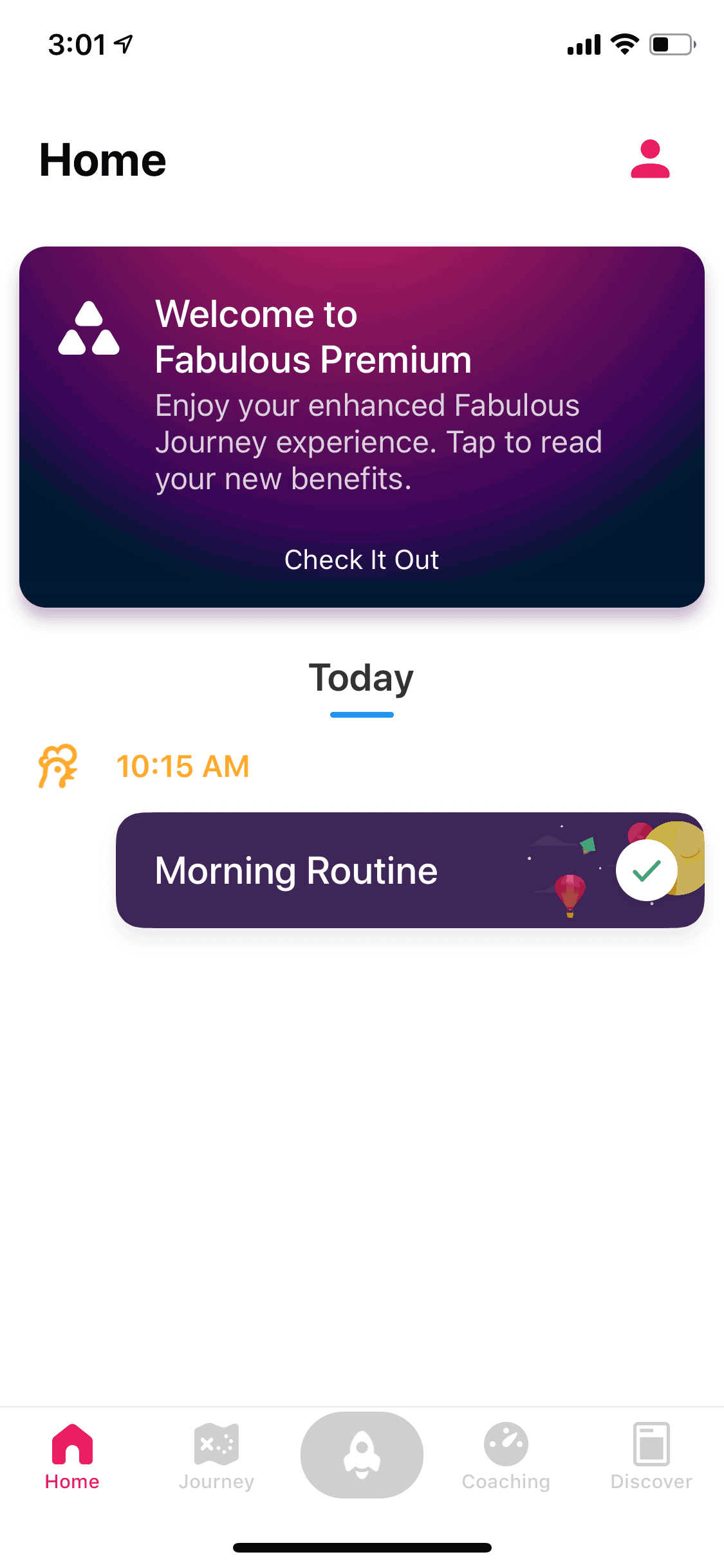 Fabulous iOS Health & Fitness interface screenshot 1