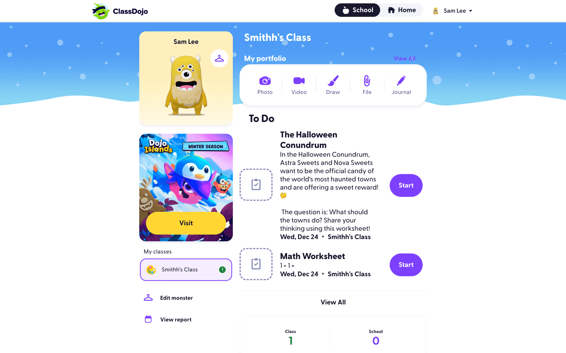 ClassDojo Web Education interface screenshot 1