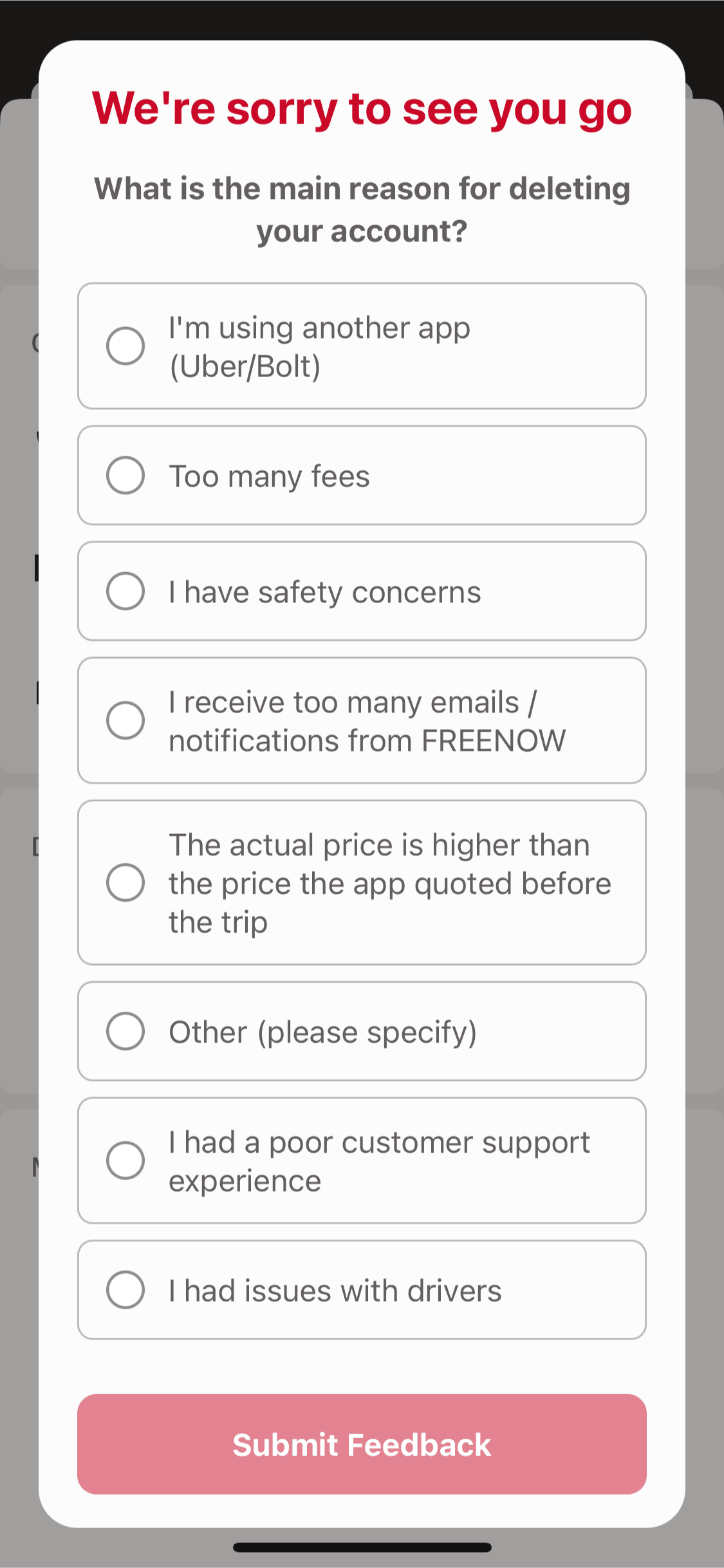 FREENOW iOS Travel & Transportation interface screenshot 16