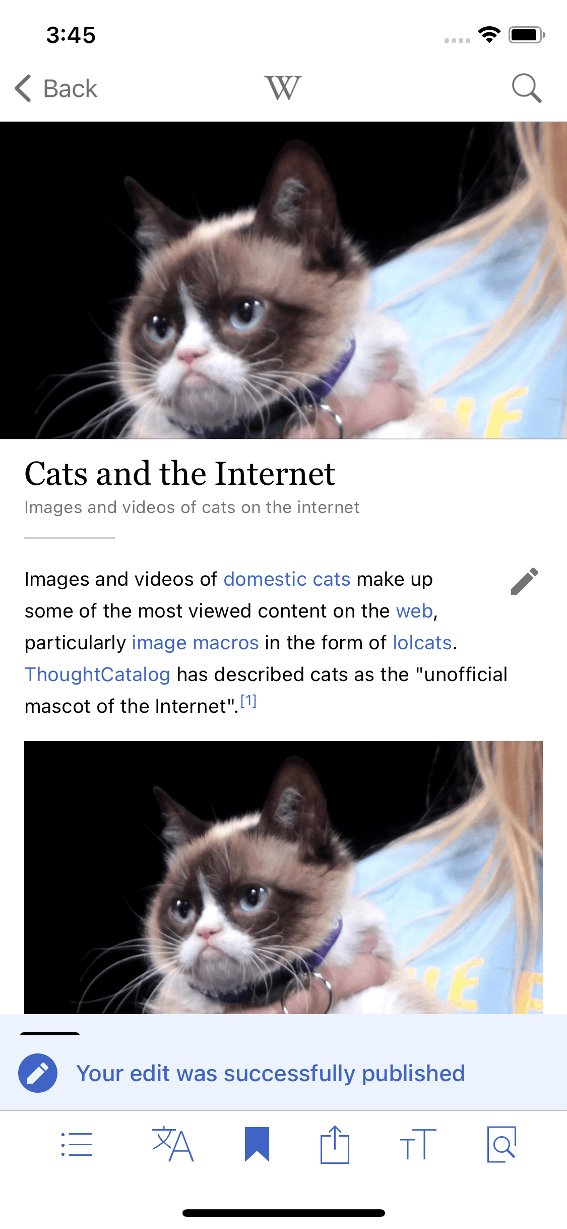 Wikipedia iOS Reference interface screenshot 1