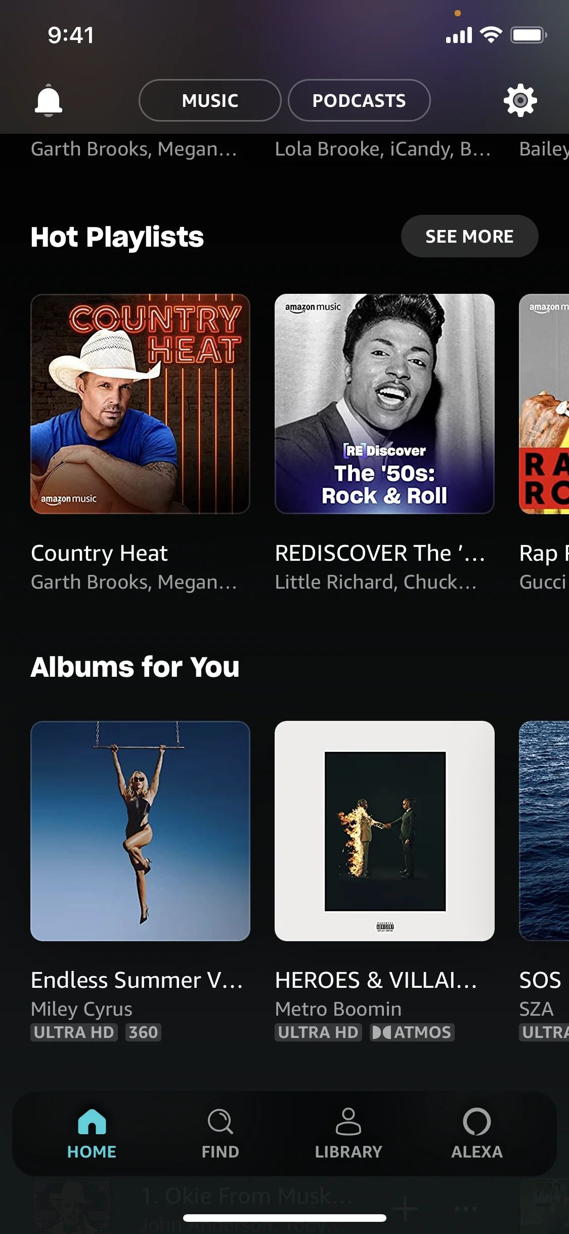 Home on Amazon Music (ios) screen 2