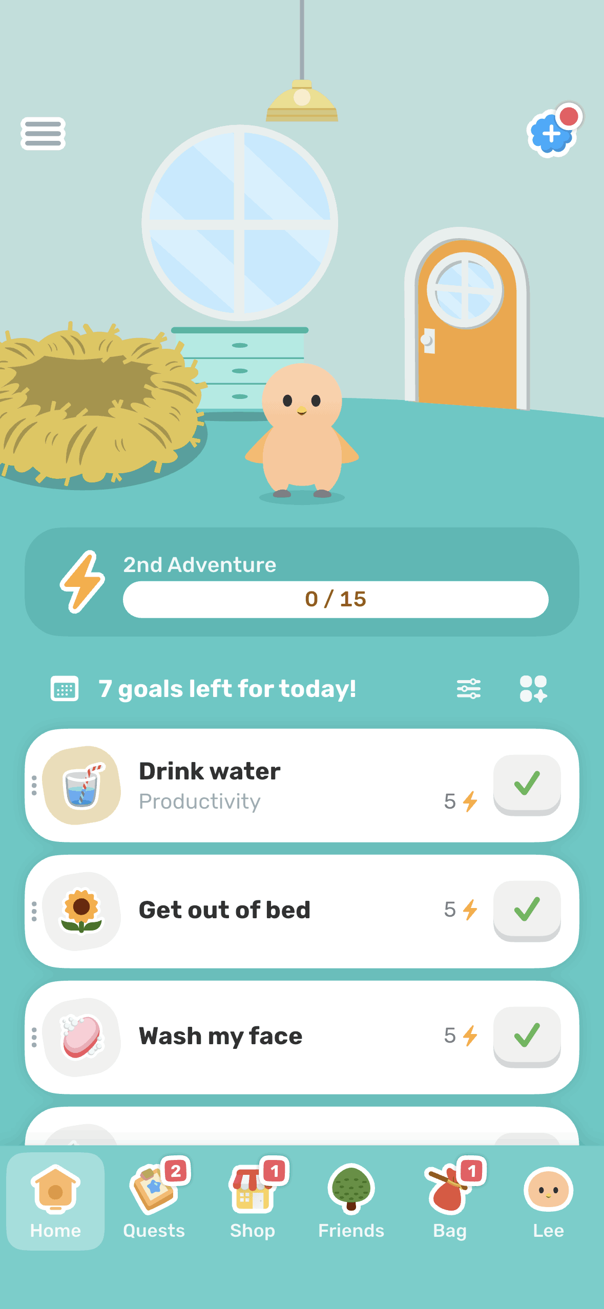 Finch iOS Health & Fitness interface screenshot 2
