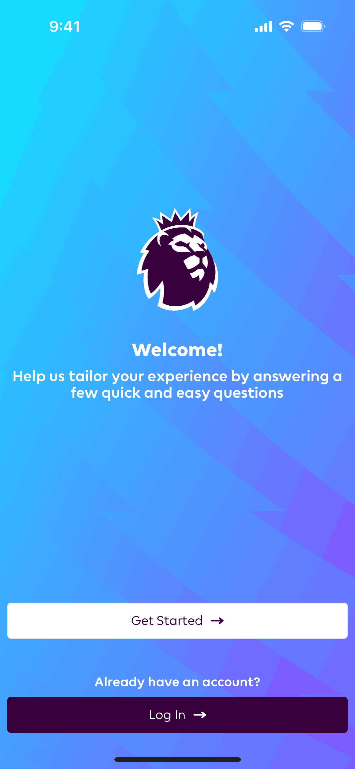 Premier League iOS Sports interface screenshot 1