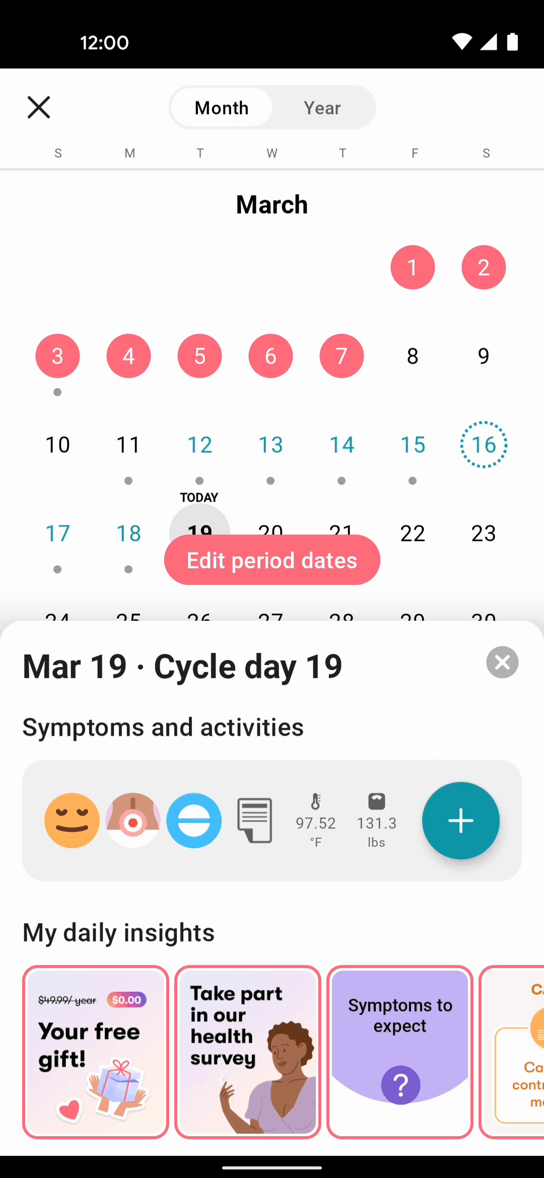 Flo Android Health & Fitness interface screenshot 7