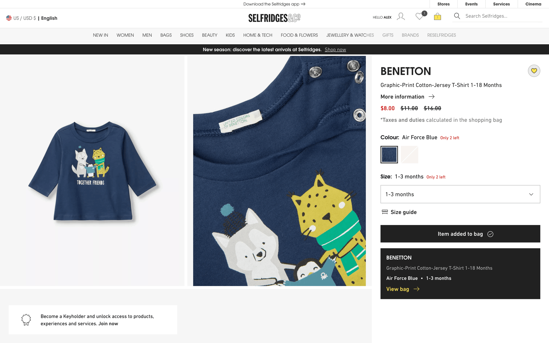 Selfridges Web Shopping interface screenshot 3