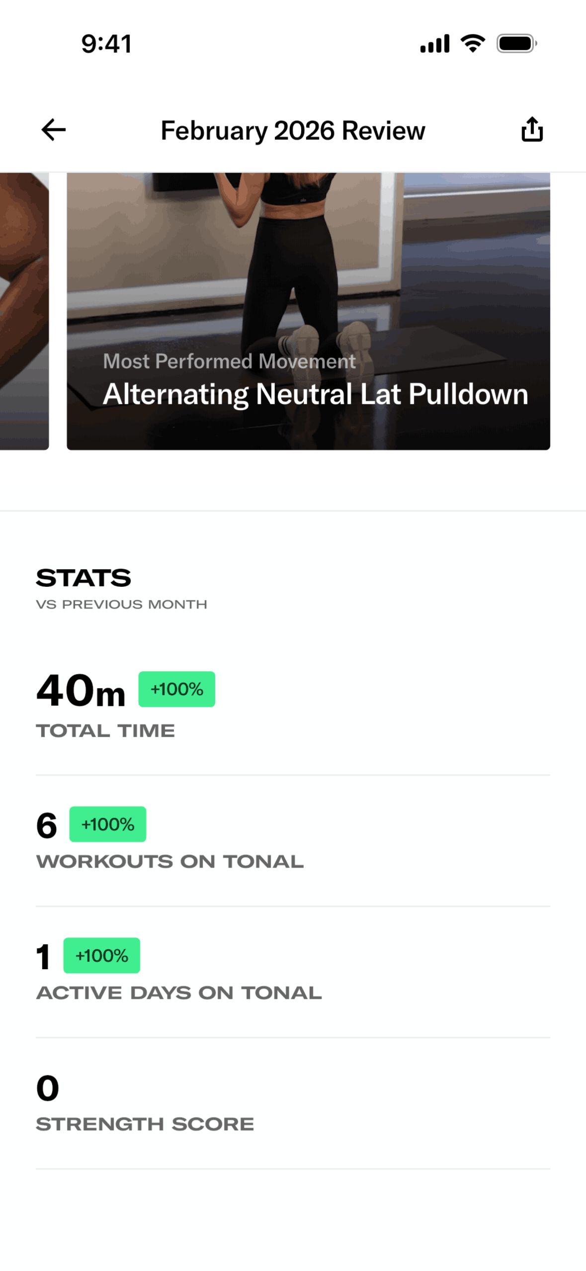 Tonal iOS strength training interface screenshot 2