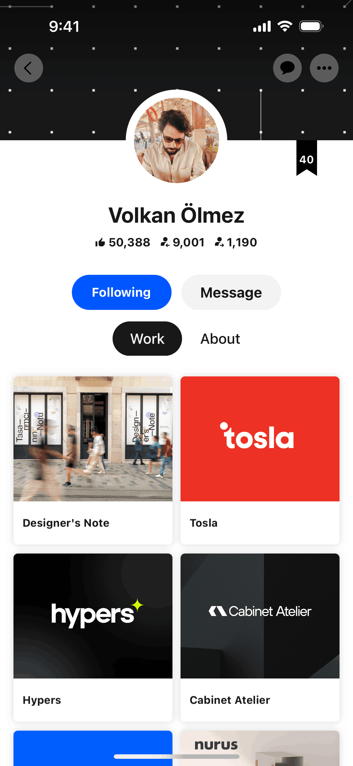 Behance iOS Social Networking interface screenshot 23