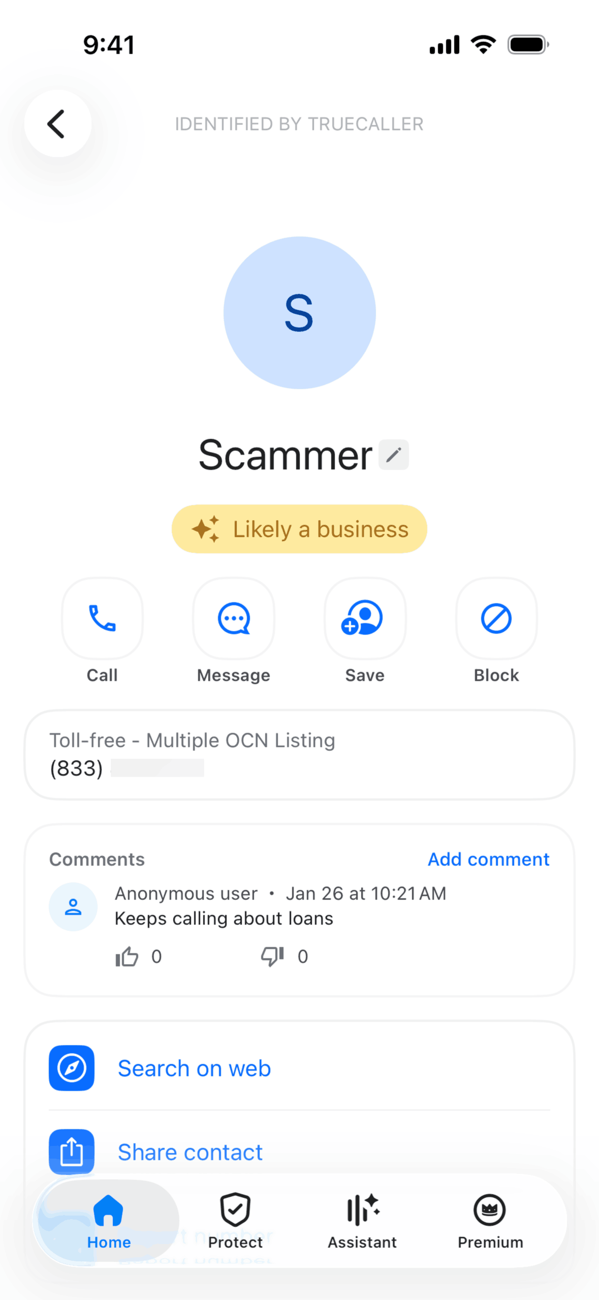 Truecaller iOS Utilities interface screenshot 3