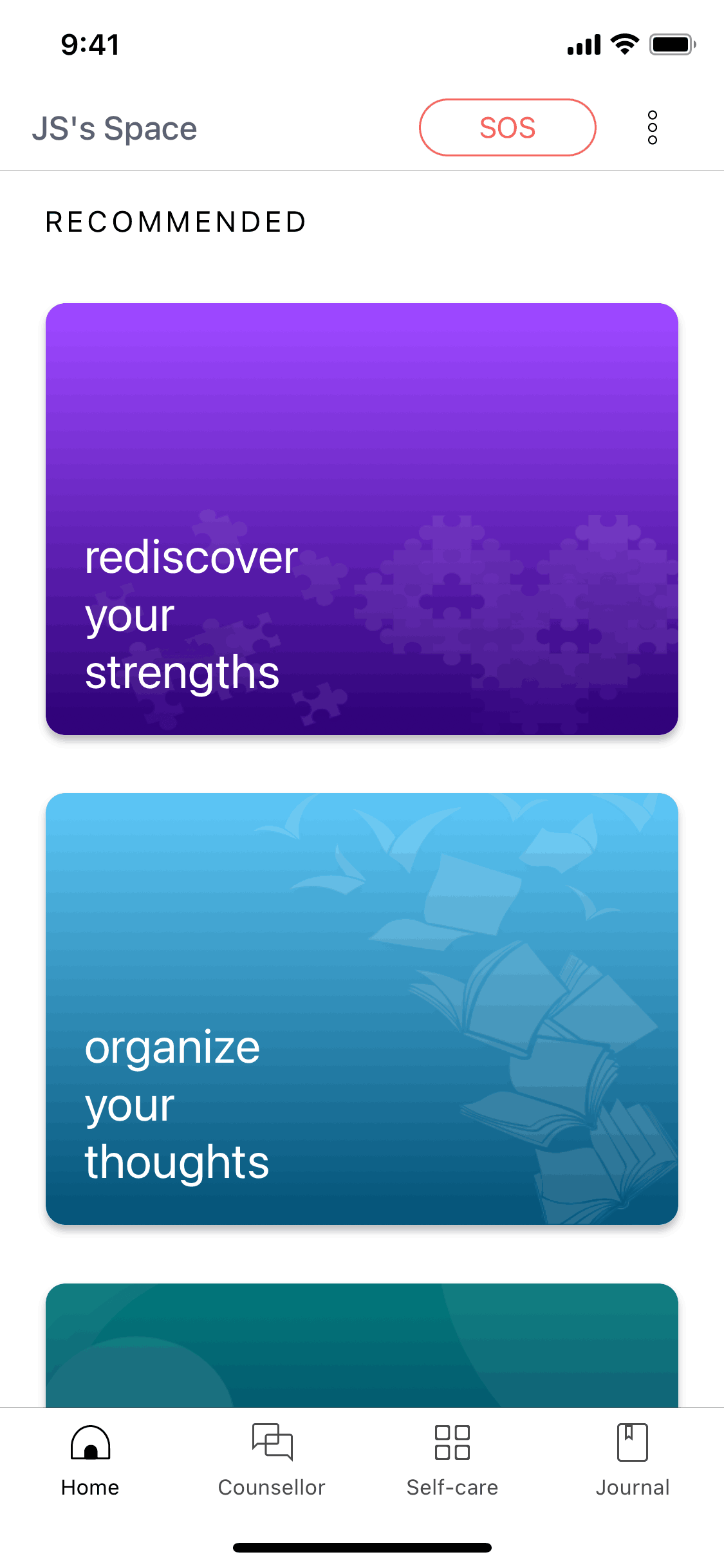 Wysa iOS AI interface screenshot 2