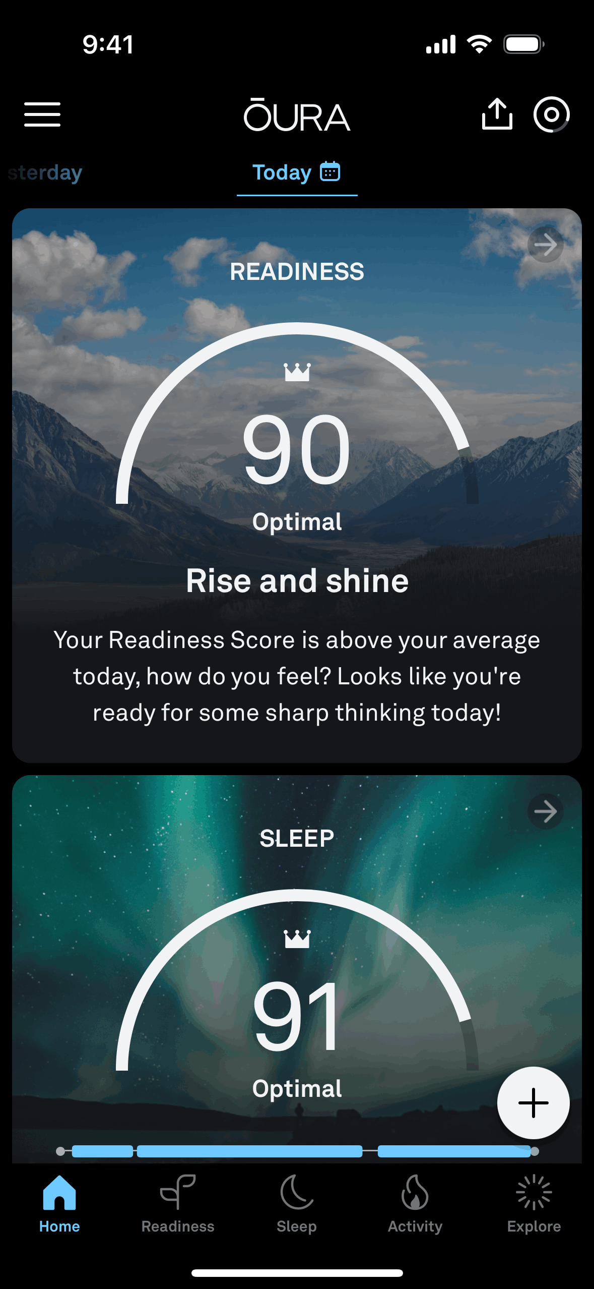 Oura iOS Health & Fitness interface screenshot 2