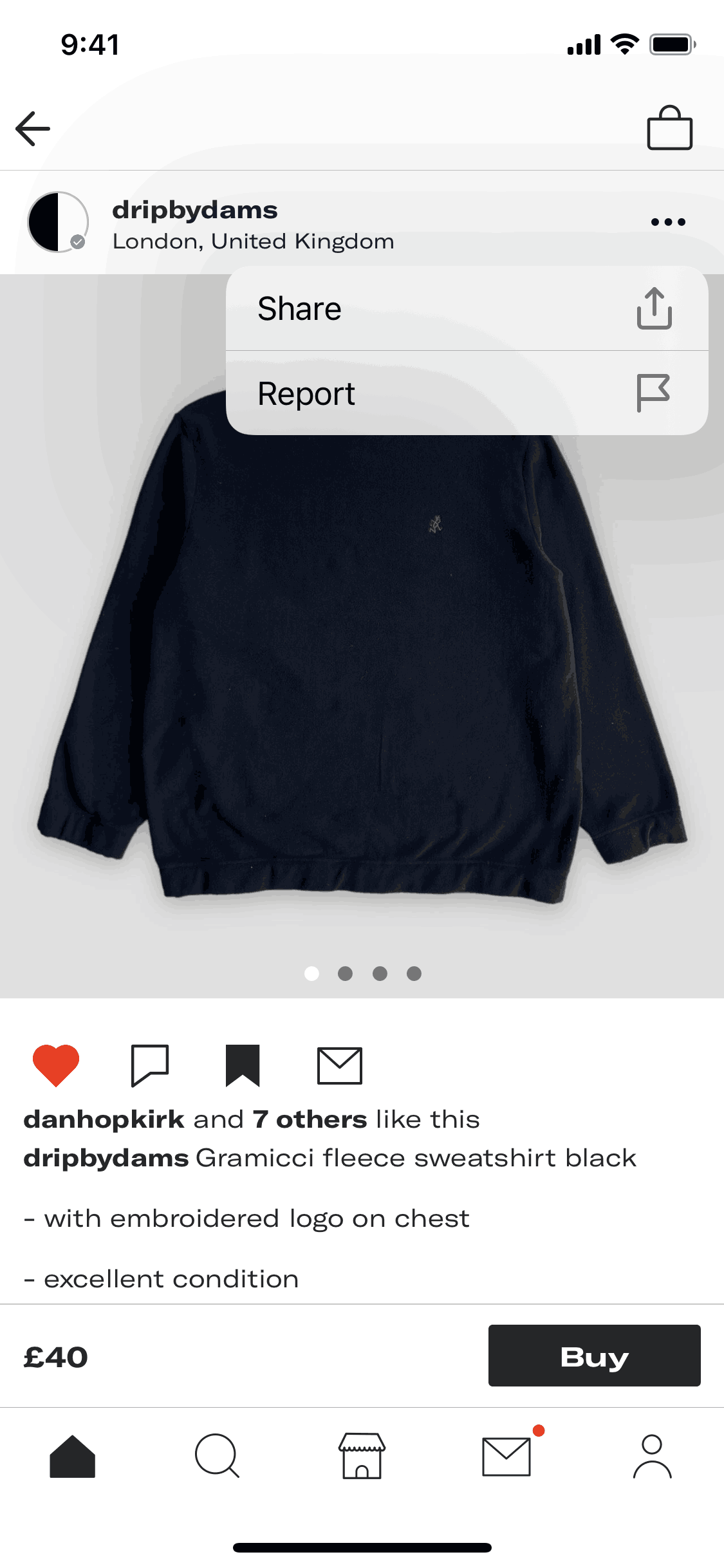 Sharing a product on Depop (ios) screen 2