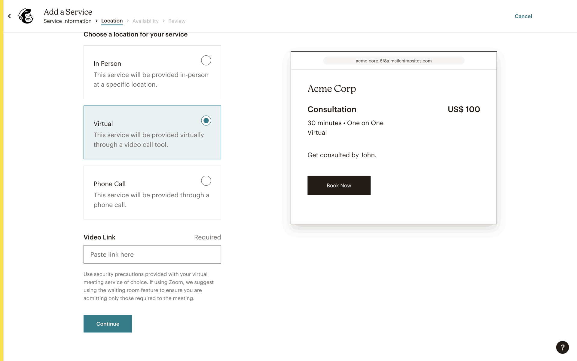 Mailchimp Web Business interface screenshot 4