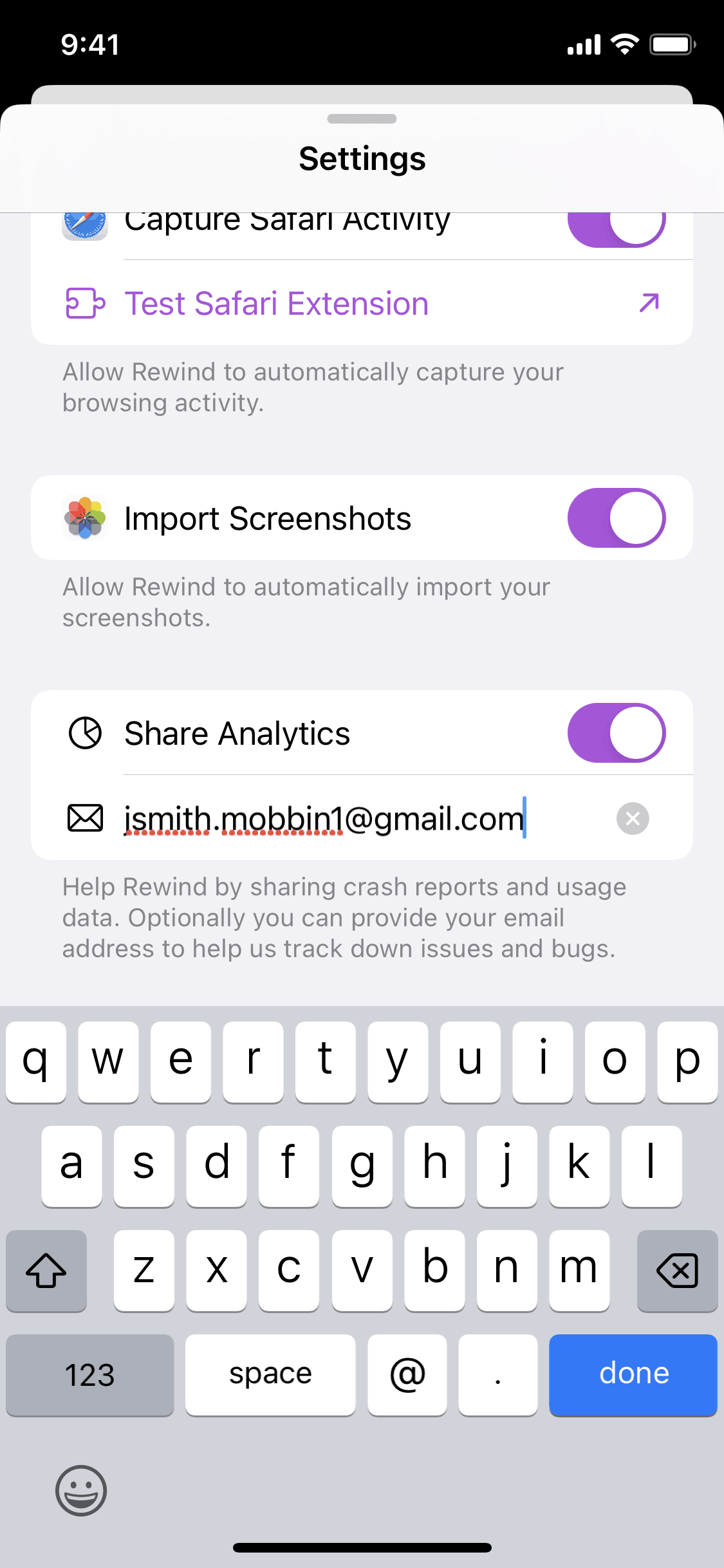 Rewind iOS AI interface screenshot 8