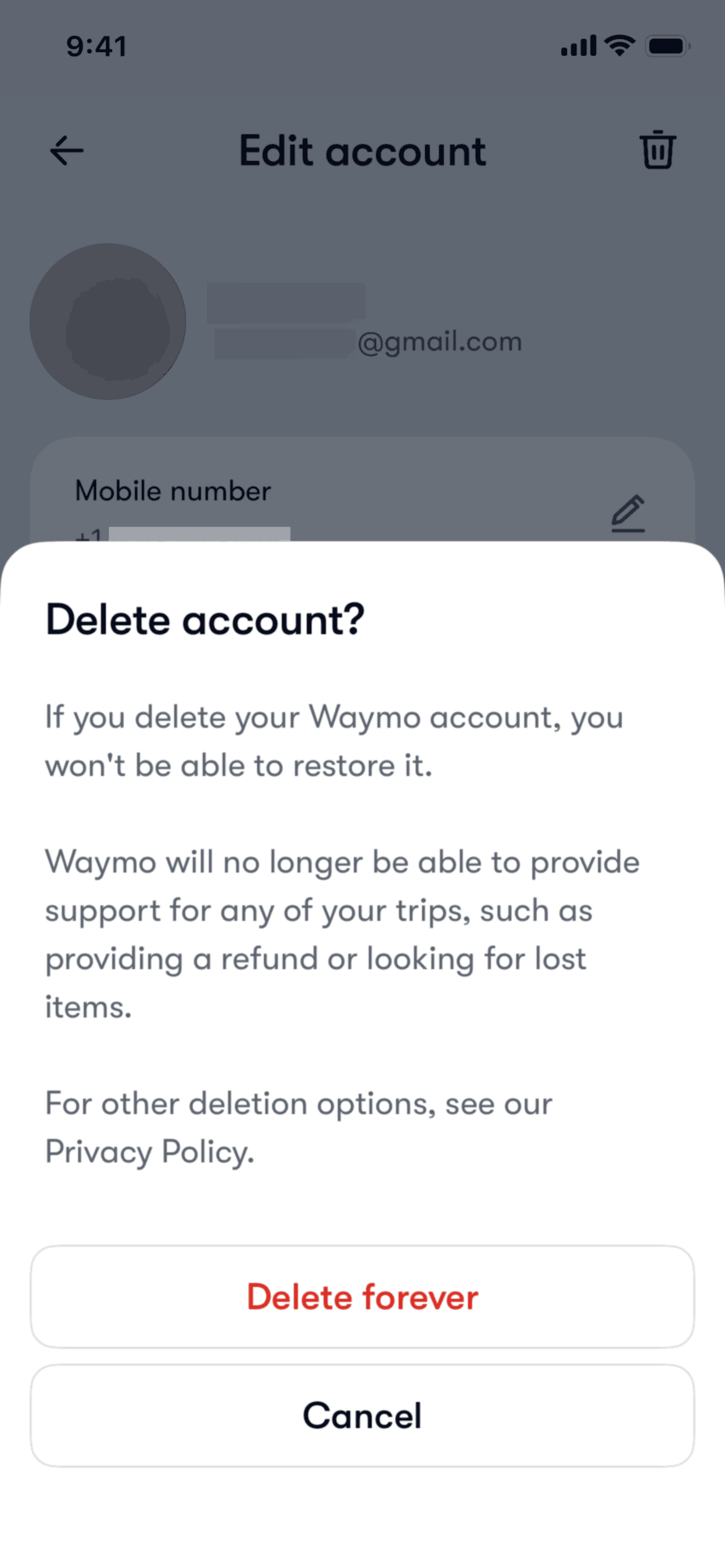 Waymo iOS Travel & Transportation interface screenshot 7