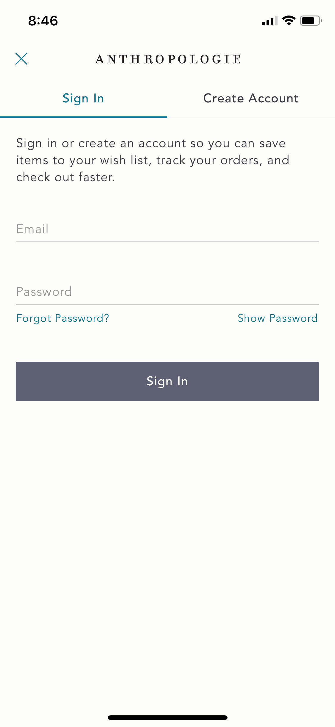 Anthropologie iOS Shopping interface screenshot 3