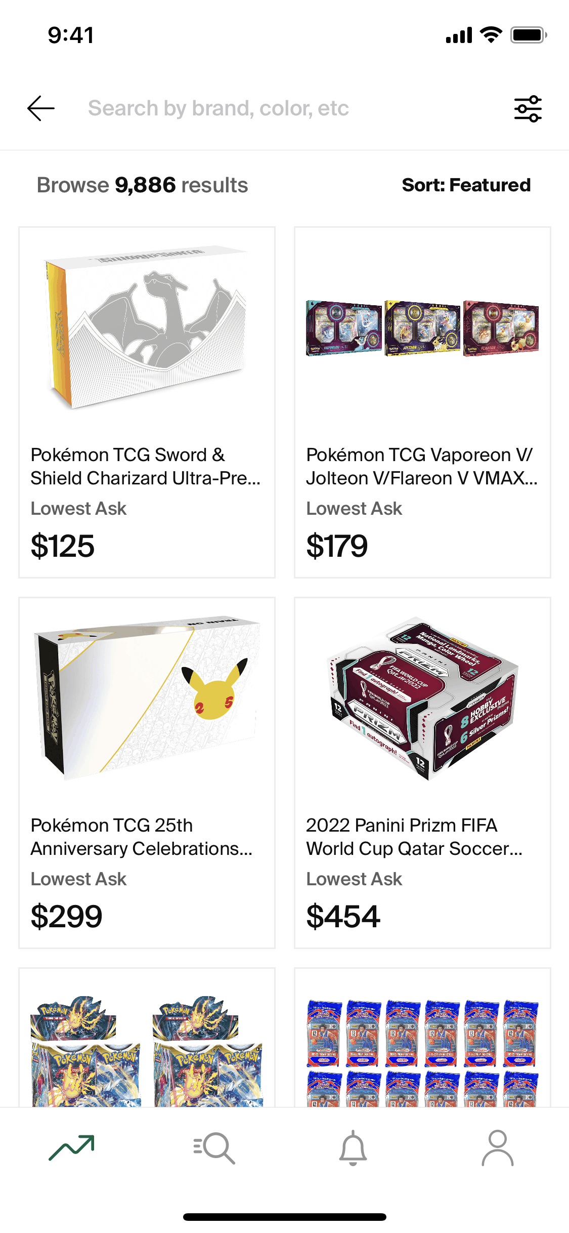View trading card collection on StockX (ios) screen 2