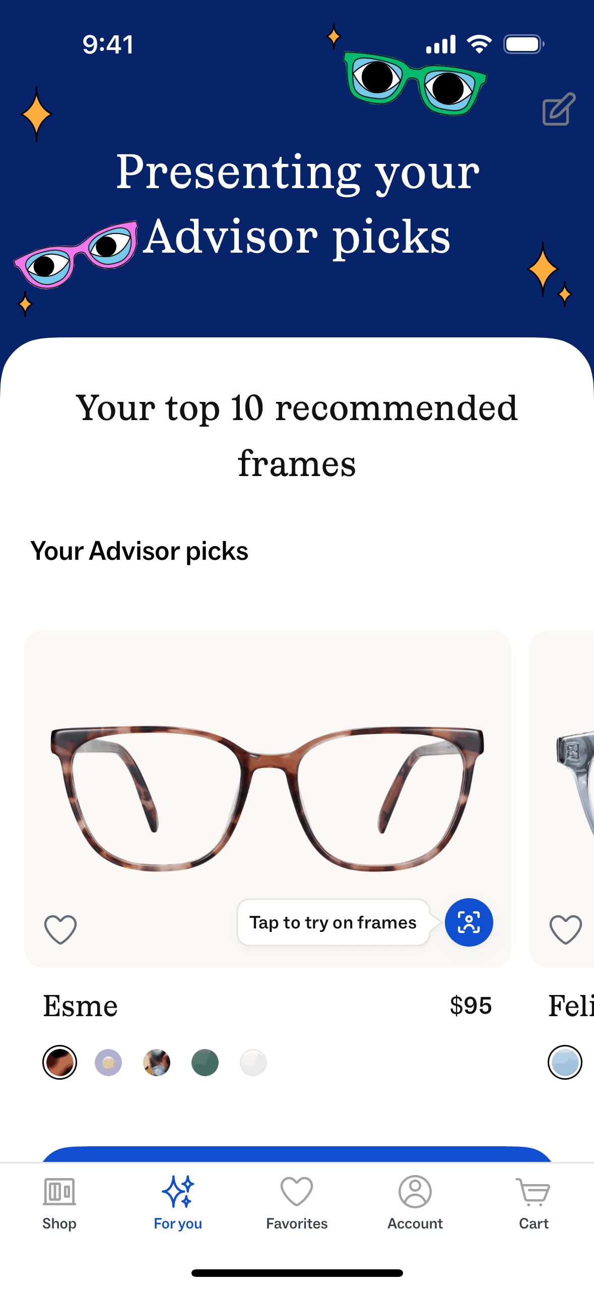 Warby Parker iOS Shopping interface screenshot 4
