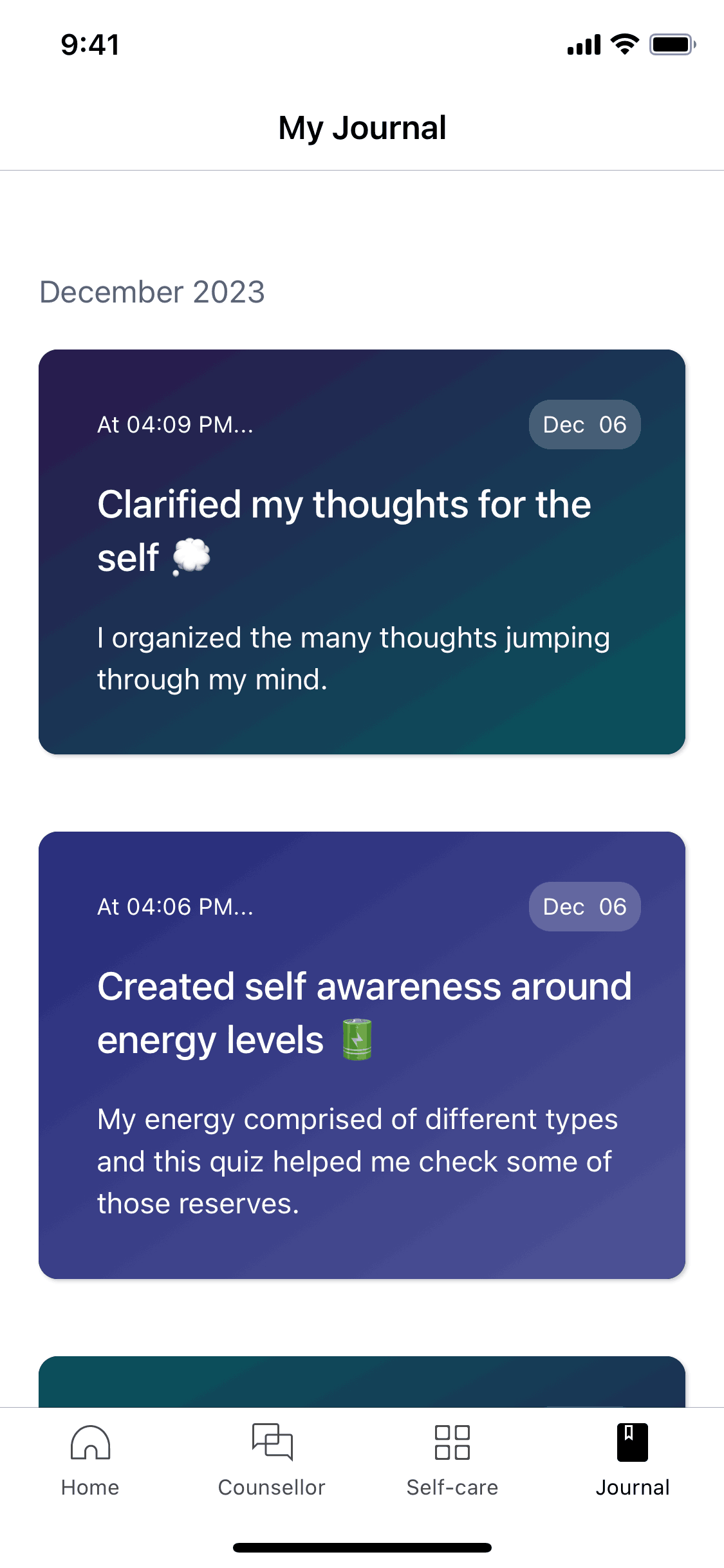 Wysa iOS AI interface screenshot 24