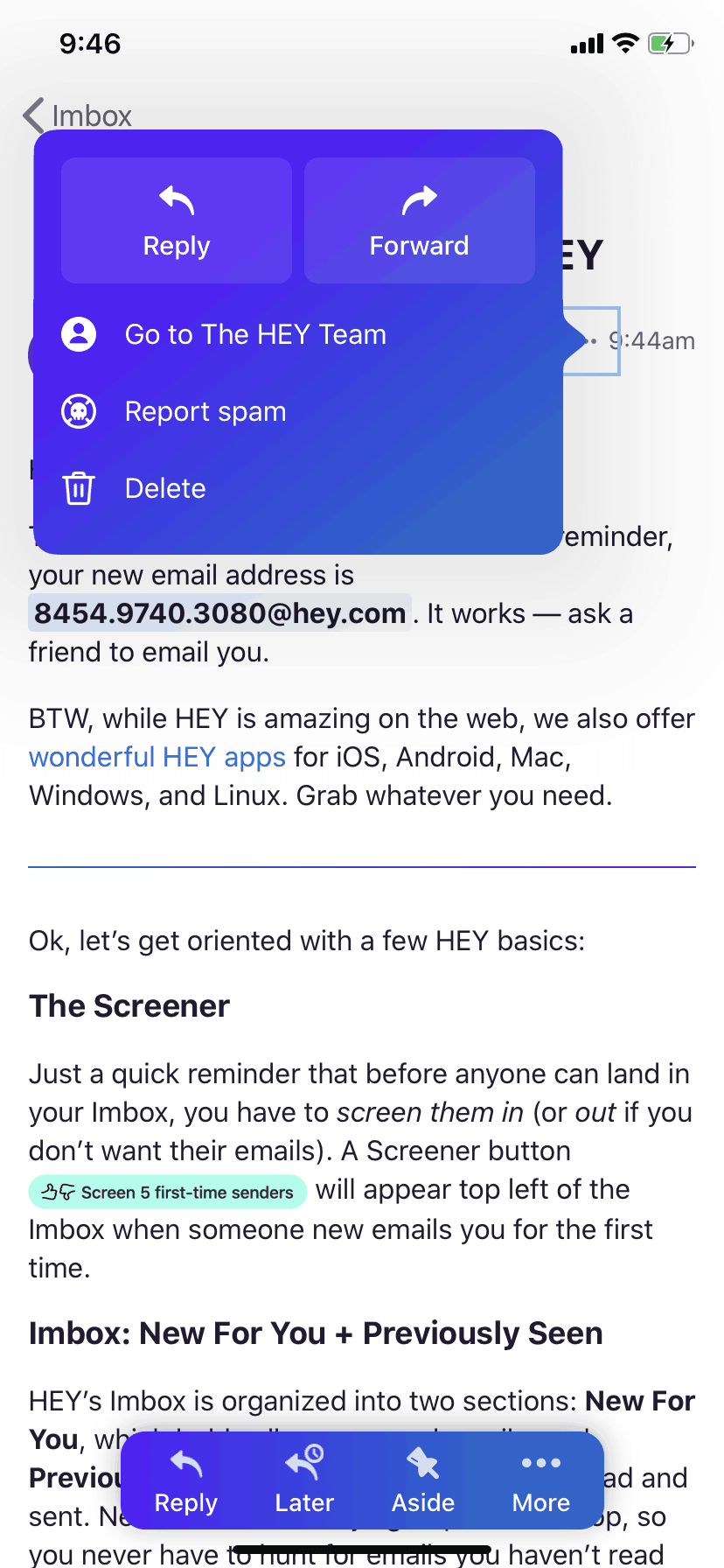 HEY iOS Productivity interface screenshot 17