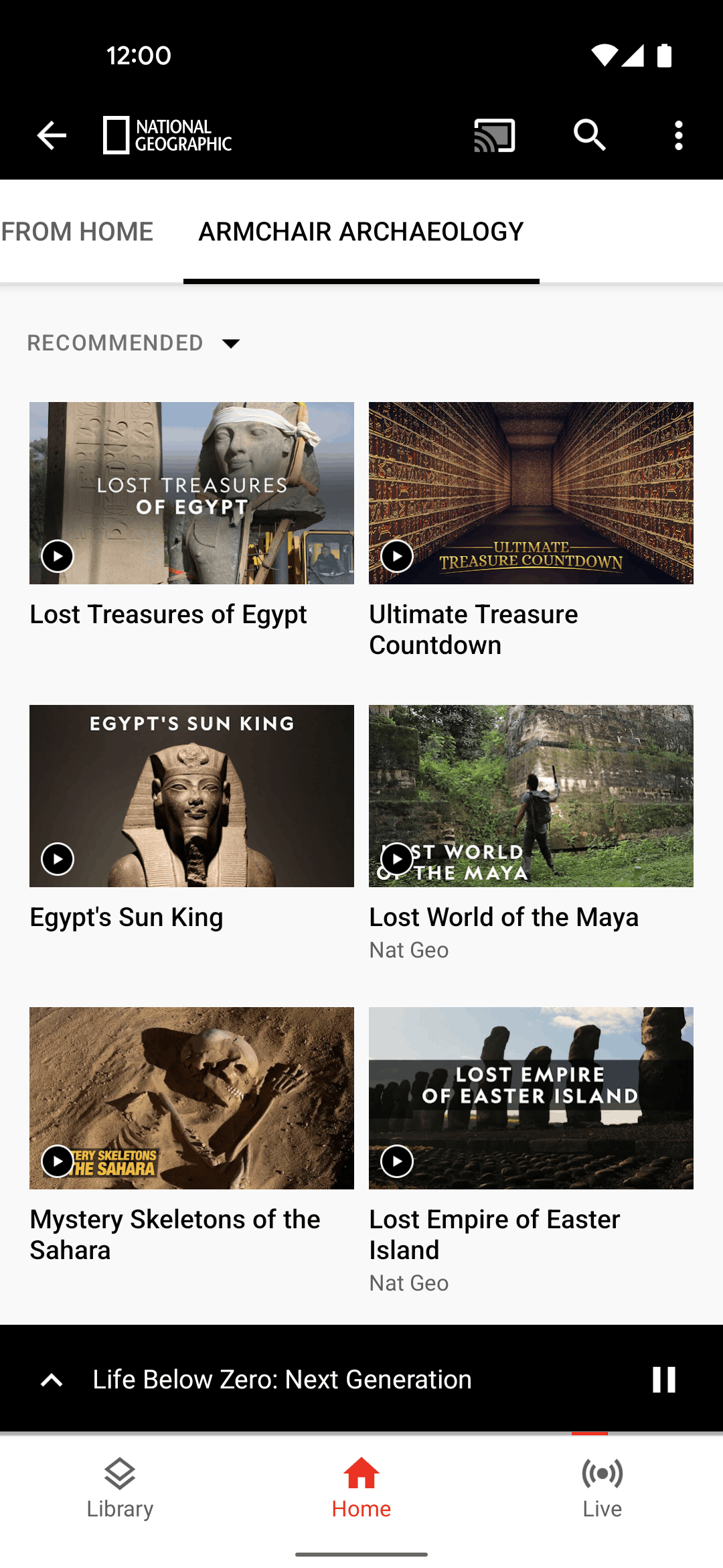 YouTube TV Android Entertainment interface screenshot 1