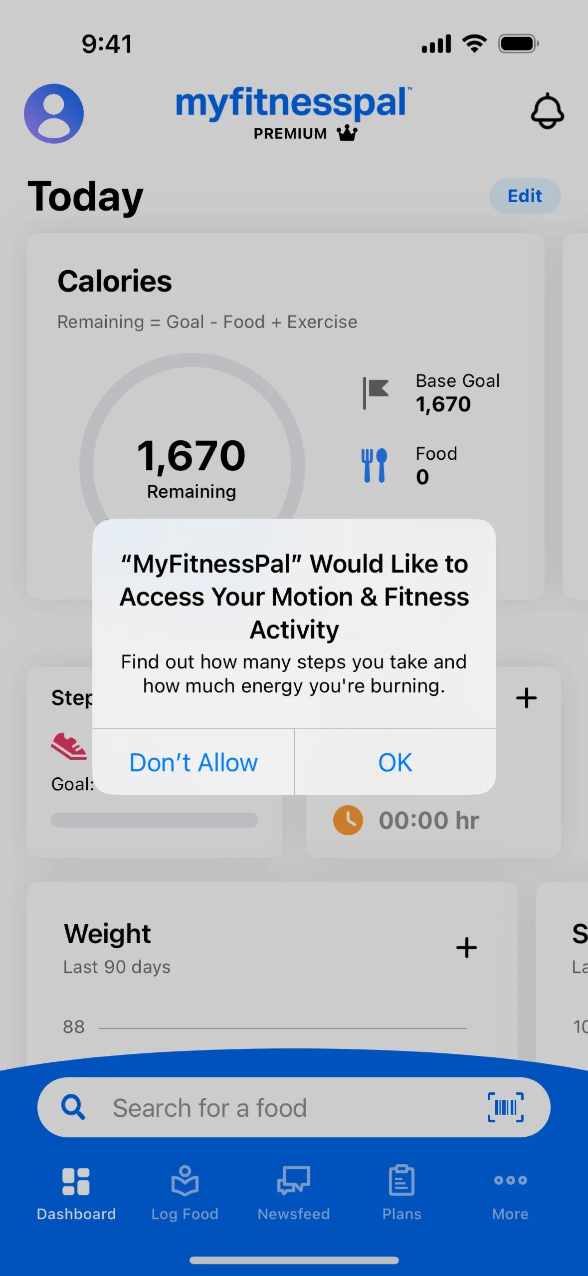App walkthrough on MyFitnessPal (ios) screen 2
