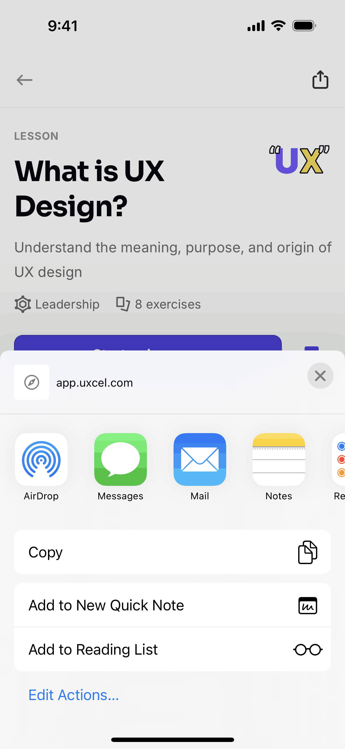Uxcel Go iOS Education interface screenshot 17