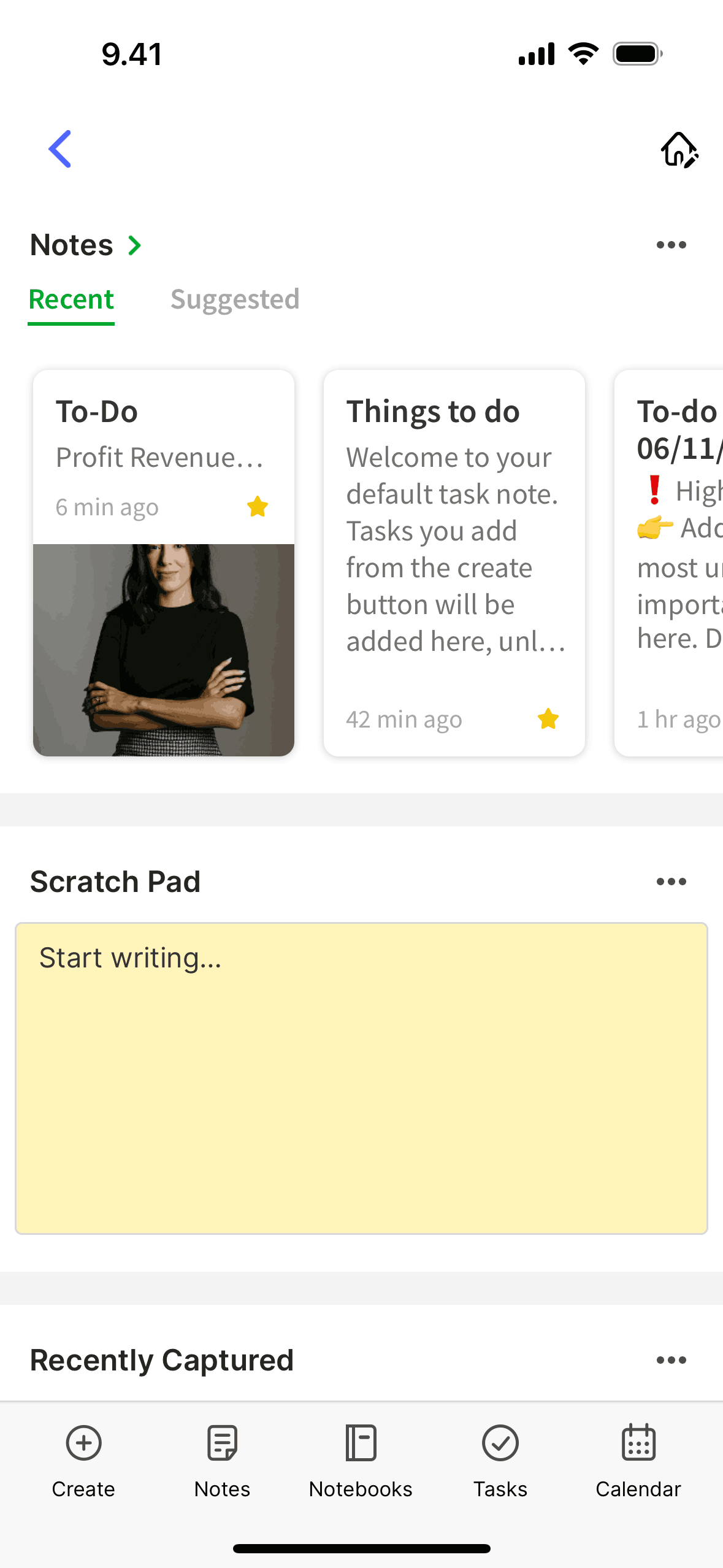 My widgets on Evernote (ios) screen 2