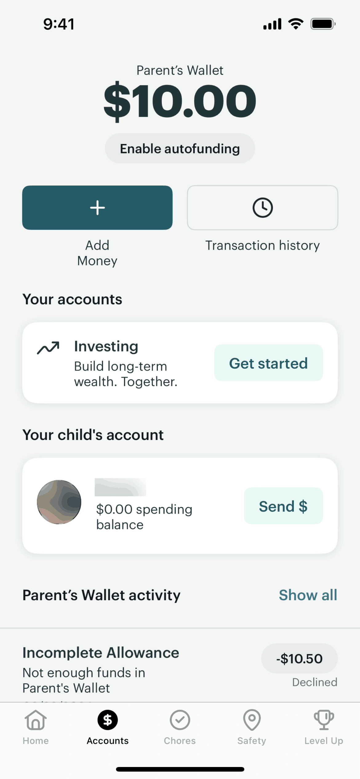 Greenlight iOS Finance interface screenshot 7