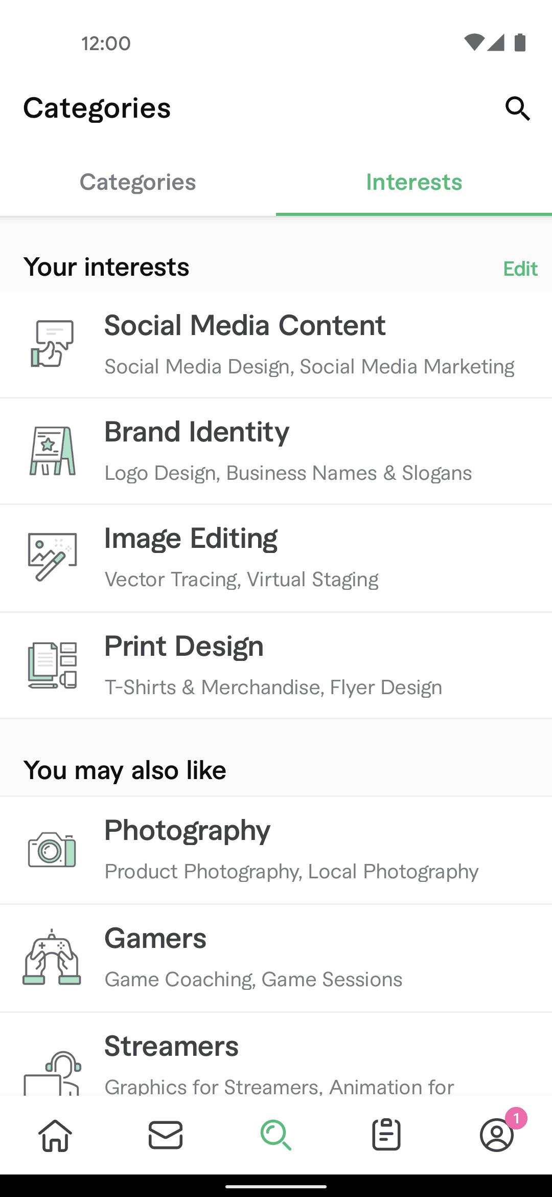 Fiverr Android Business interface screenshot 2