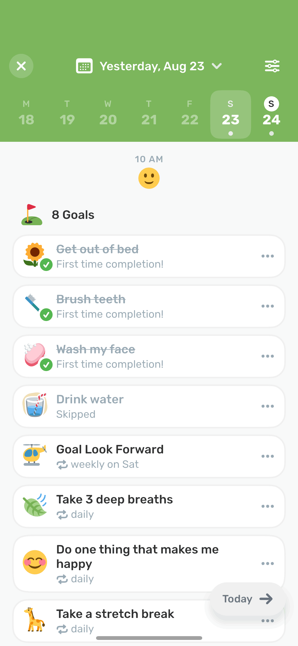 Finch iOS Health & Fitness interface screenshot 3