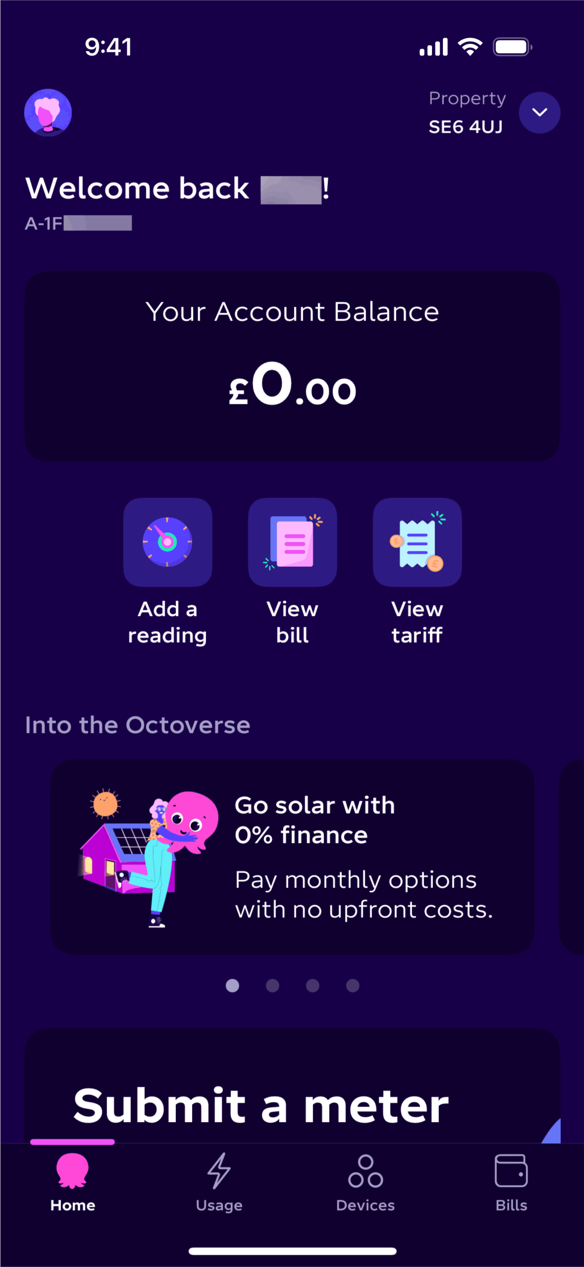 Octopus Energy iOS Utilities interface screenshot 1