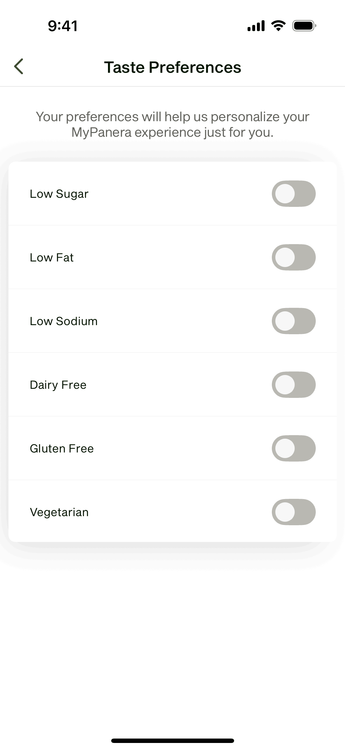 Panera Bread iOS Food & Drink interface screenshot 18