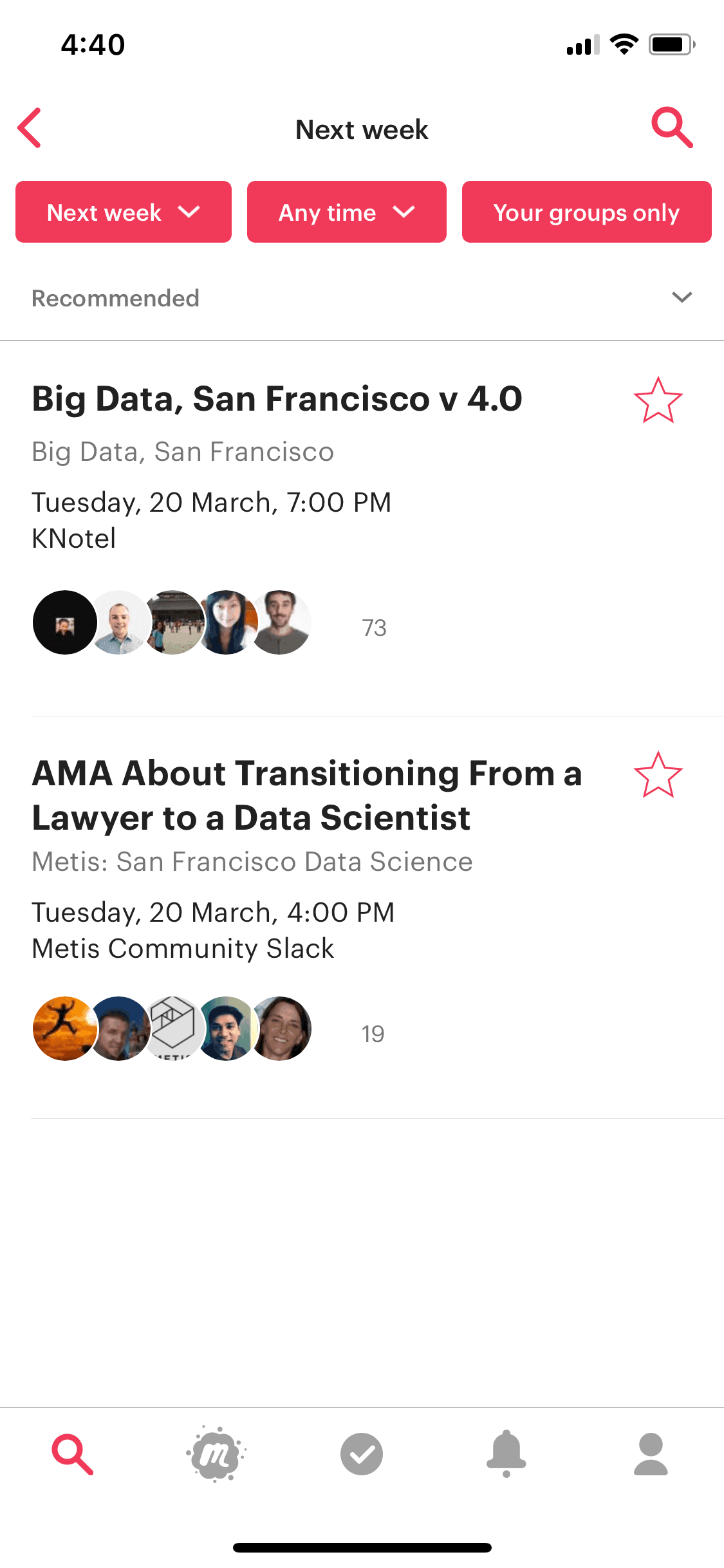 Meetup iOS Social Networking interface screenshot 18