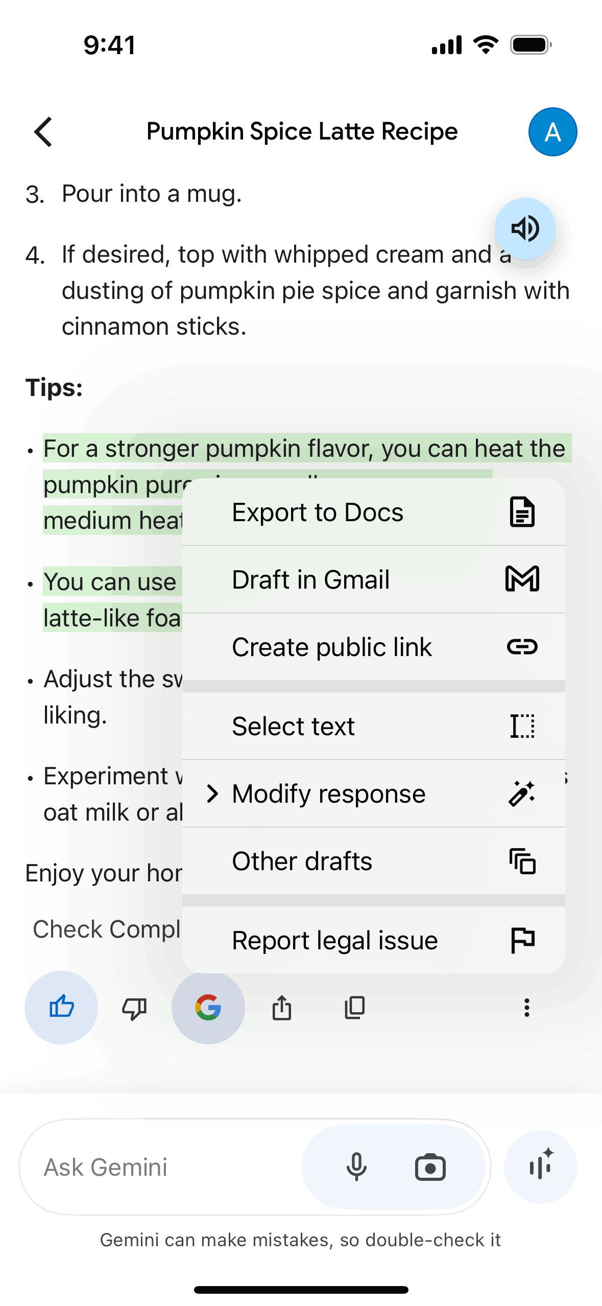 Google Gemini iOS AI interface screenshot 7