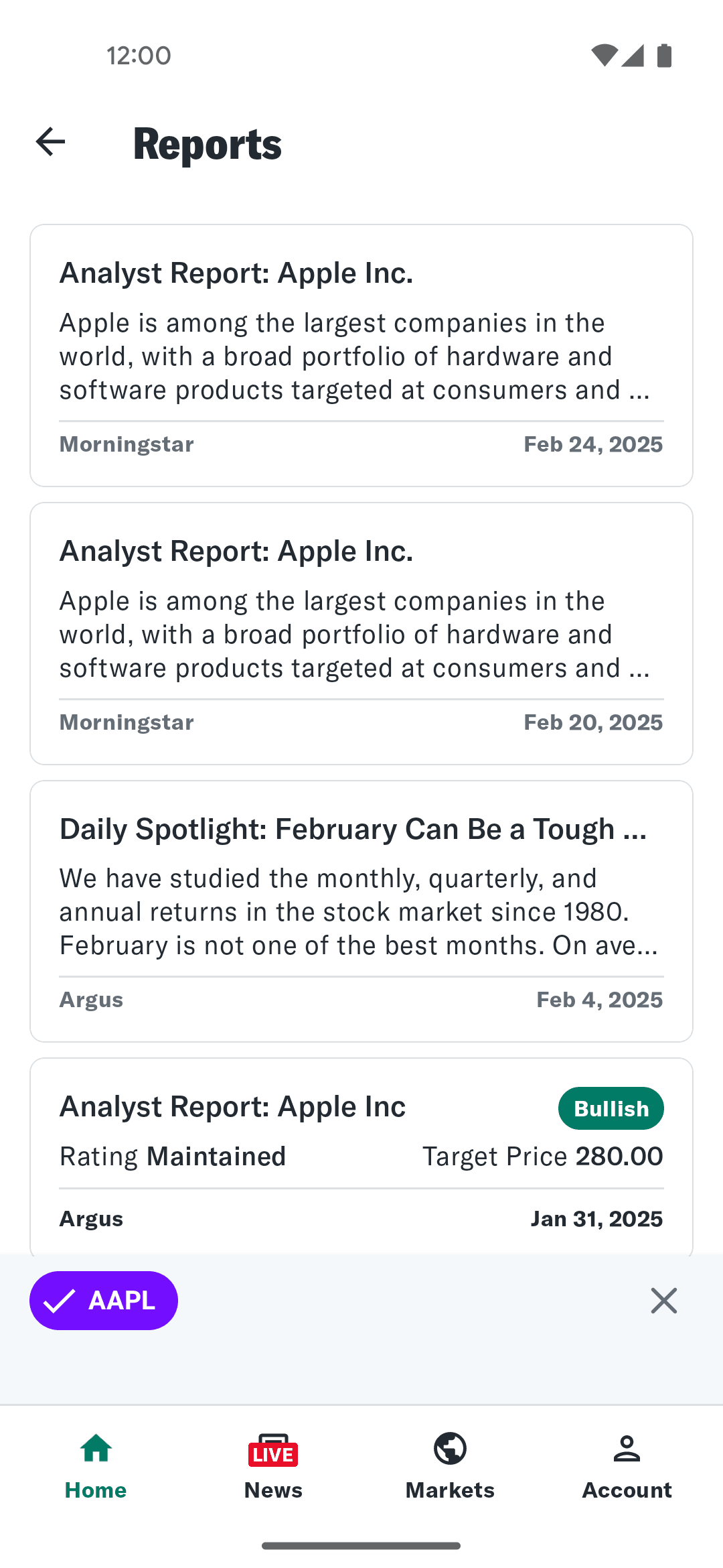 Yahoo Finance Android Finance interface screenshot 6