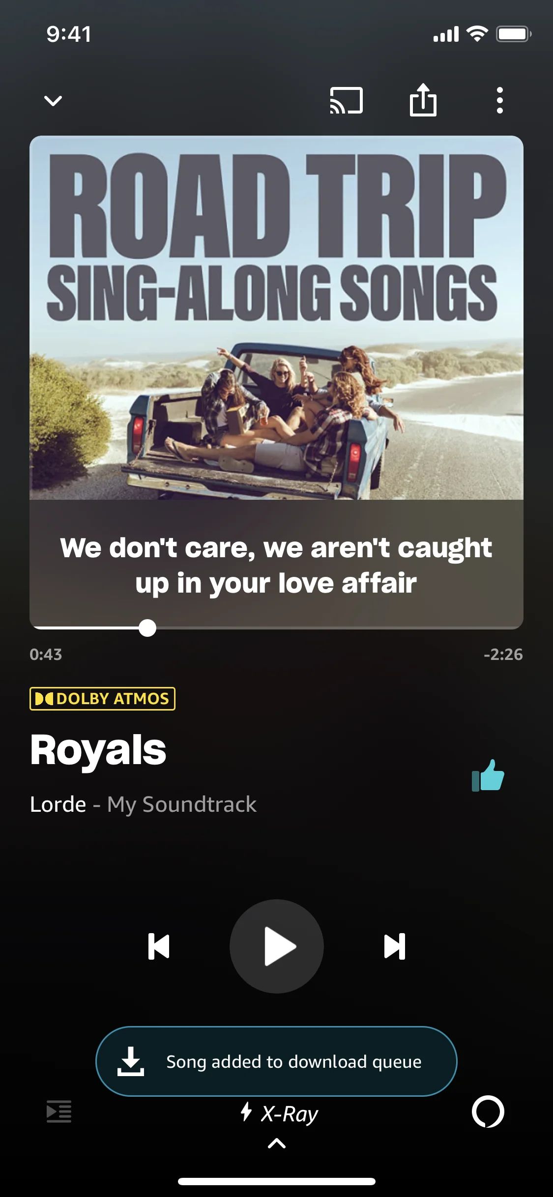 Downloading a song on Amazon Music (ios) screen 2