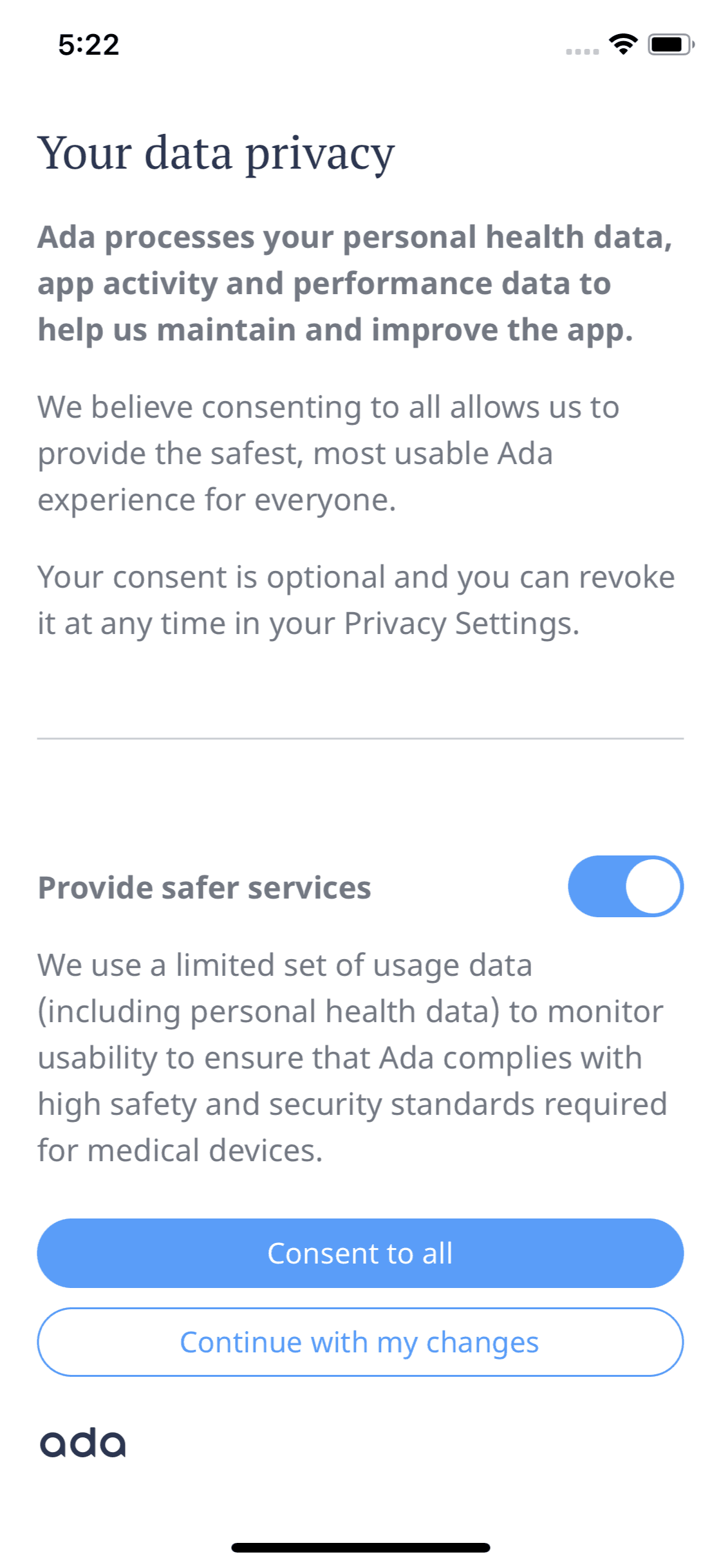 Ada iOS Health & Fitness interface screenshot 21