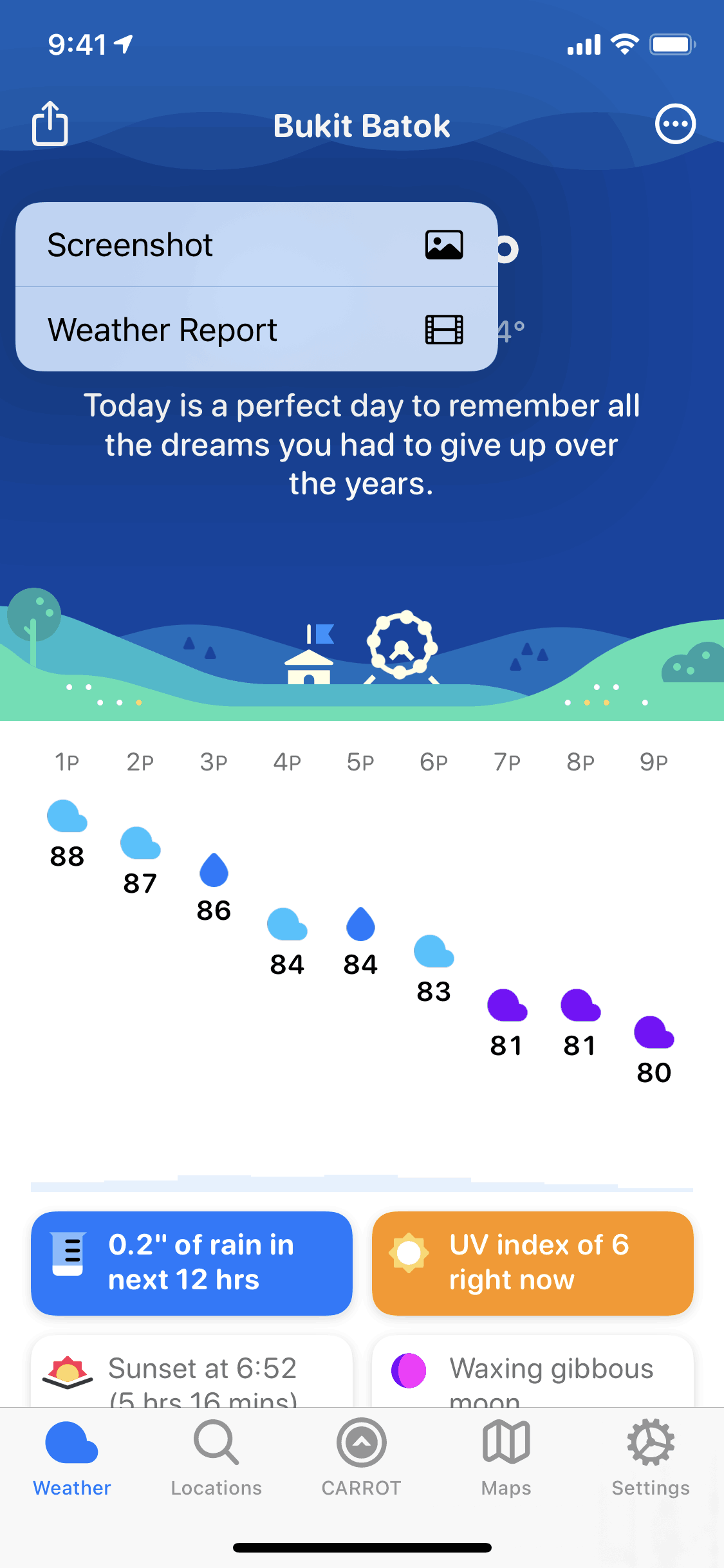 CARROT Weather iOS Lifestyle interface screenshot 7