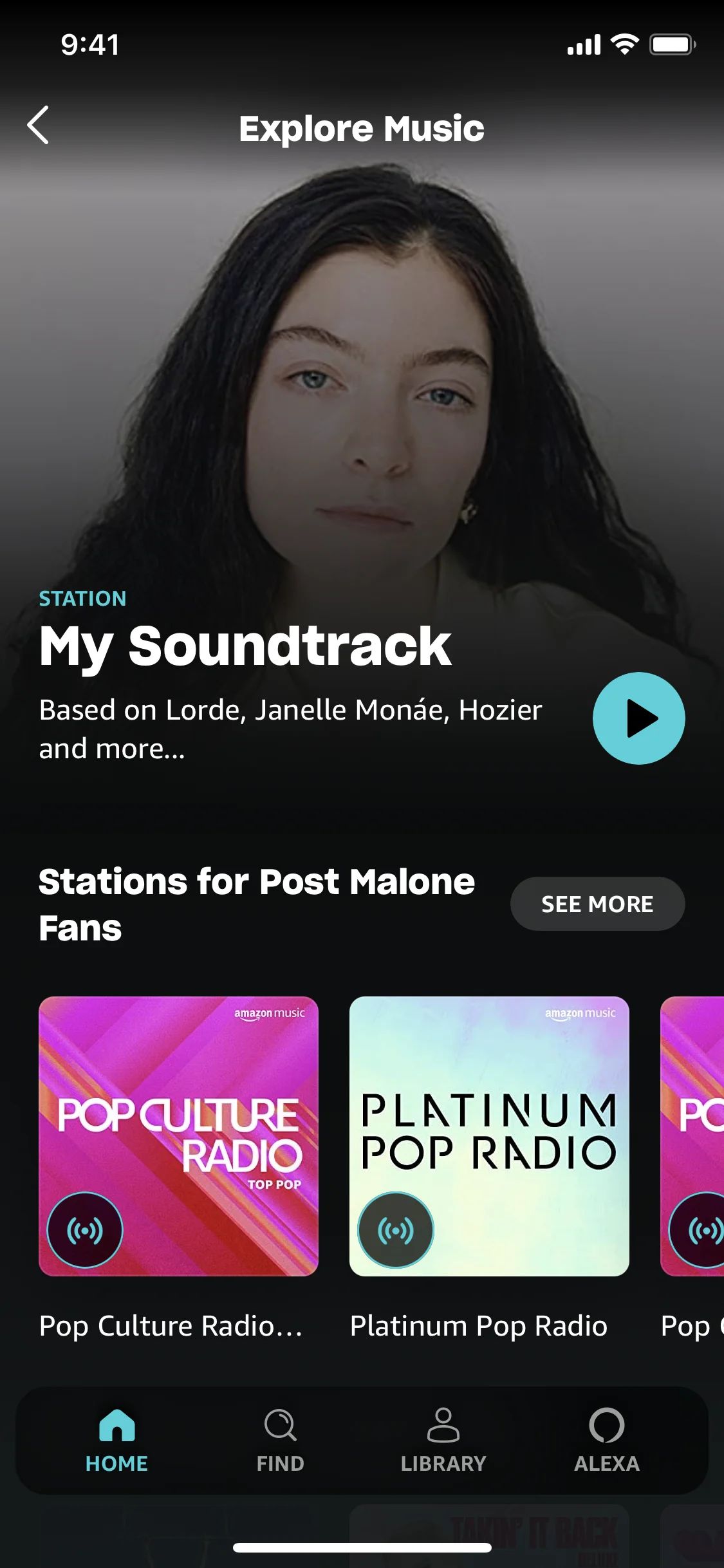 Explore music on Amazon Music (ios) screen 2