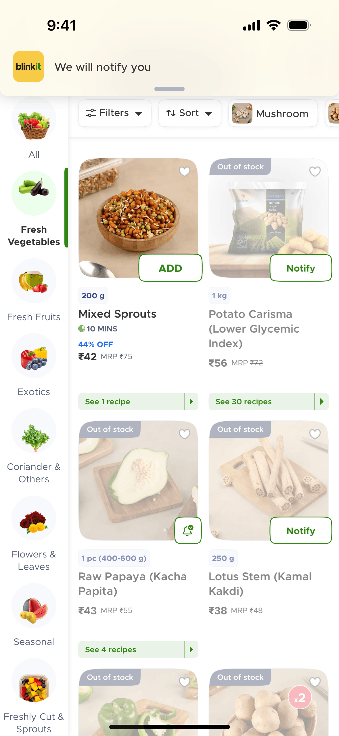 Blinkit iOS Food & Drink interface screenshot 17