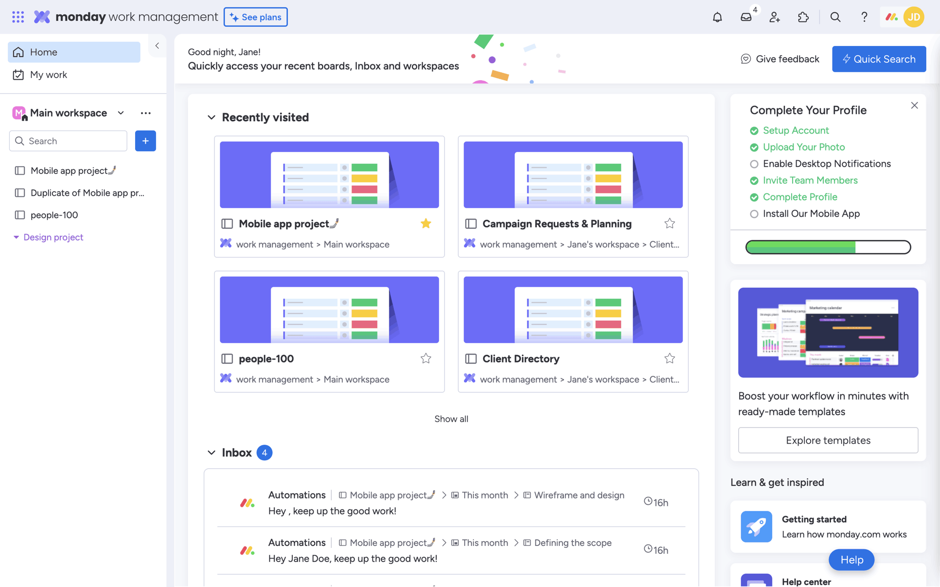 monday.com Web Collaboration interface screenshot 1