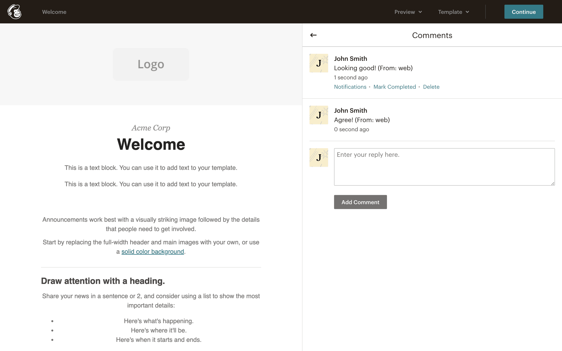 Mailchimp Web Business interface screenshot 3